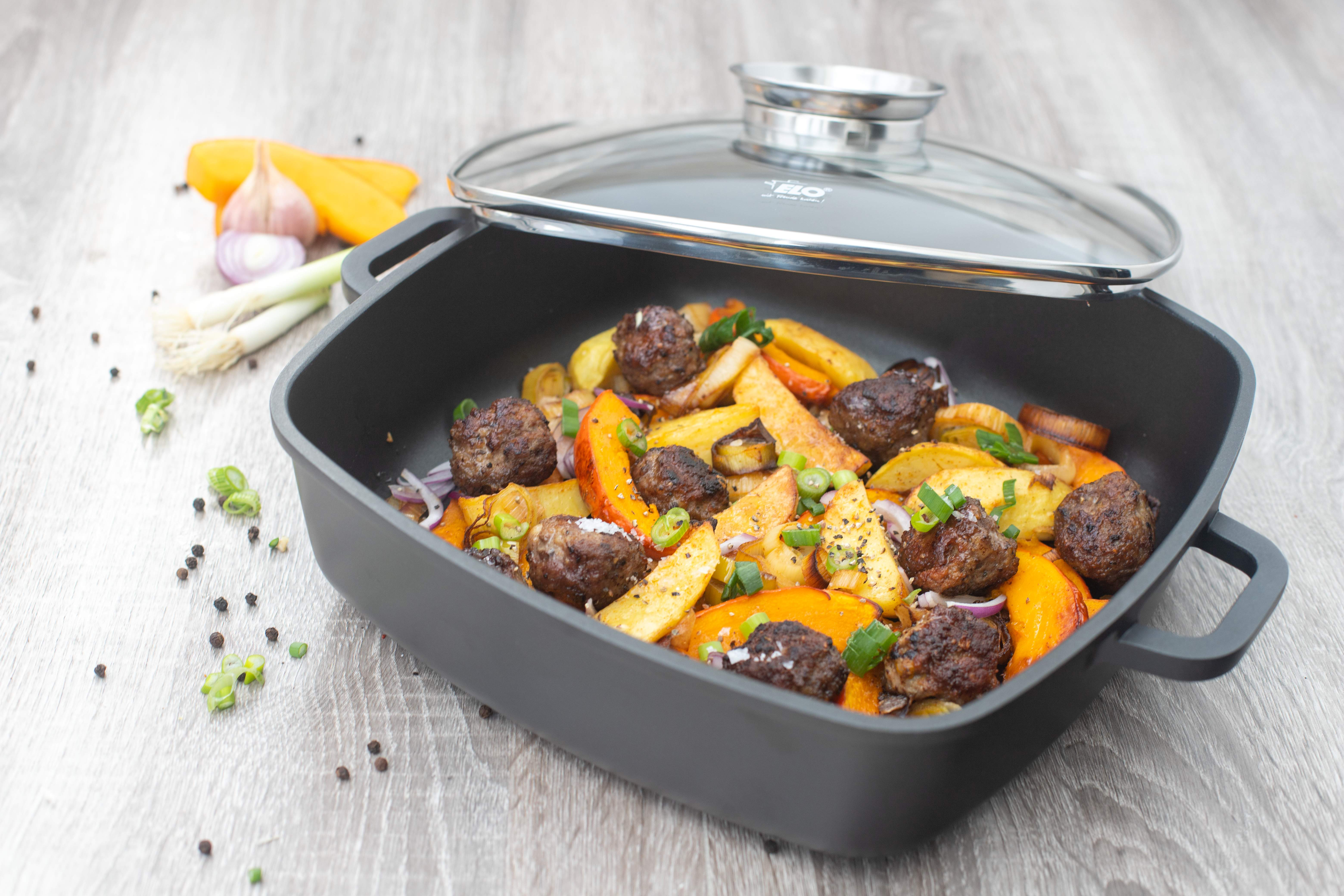 Servierpfanne Alucast - 28x28cm, Glasdeckel