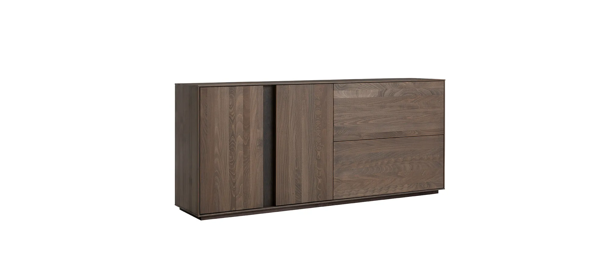 Sideboard Saratoga - mit Schubkasten und Klapptüre, Buche massiv, silbergrau geölt