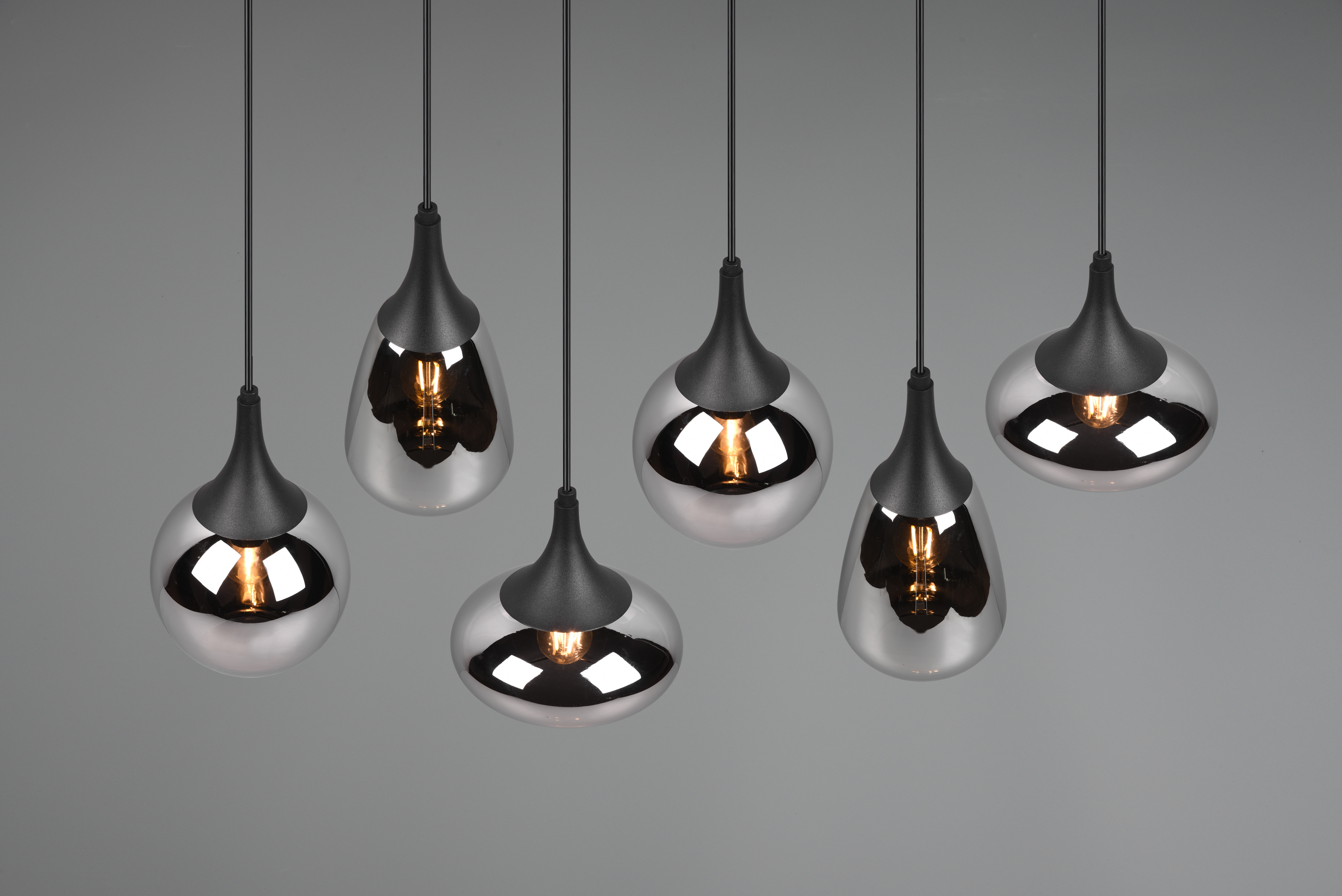 Pendelleuchte Lumina - 6flg., Metall/schwarz matt,93x8xHöhe max: 150 cm