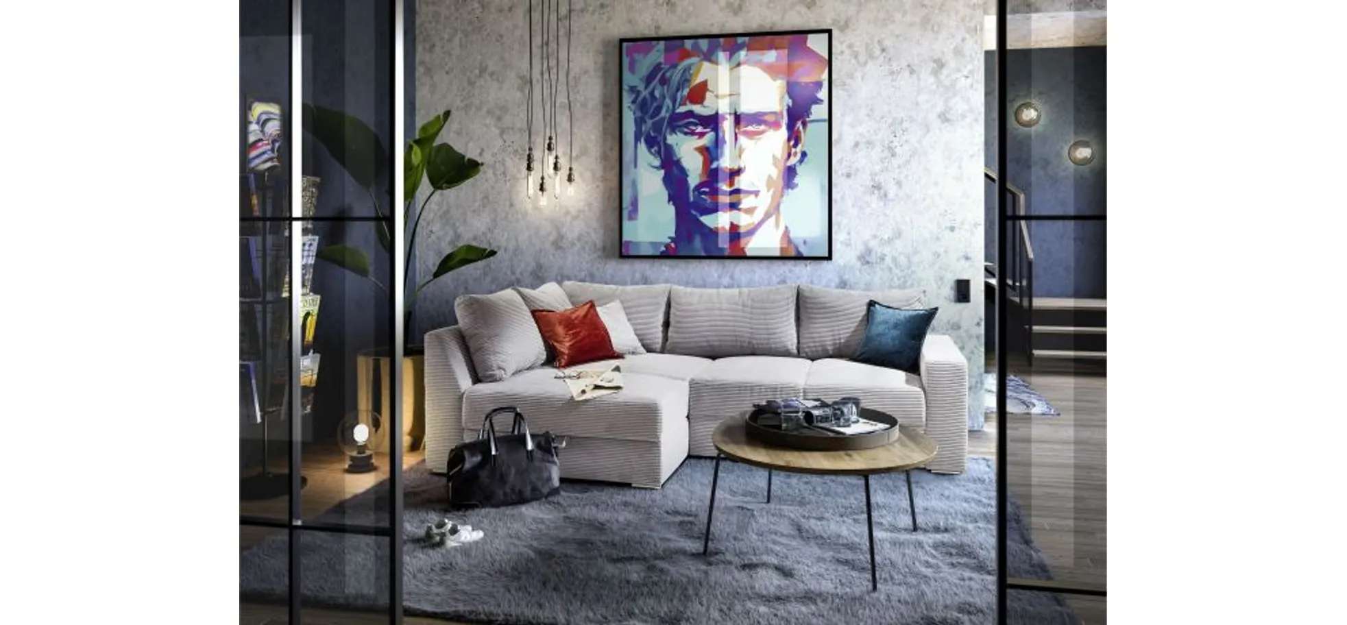 Ecksofa JANIS - 2,5-Sitzer, Ecke rechts inkl. Schlaffunktion , Stoff, Hellgrau Ecksofa JANIS - 2,5-Sitzer, Ecke rechts inkl. Schlaffunktion , Stoff, Hellgrau