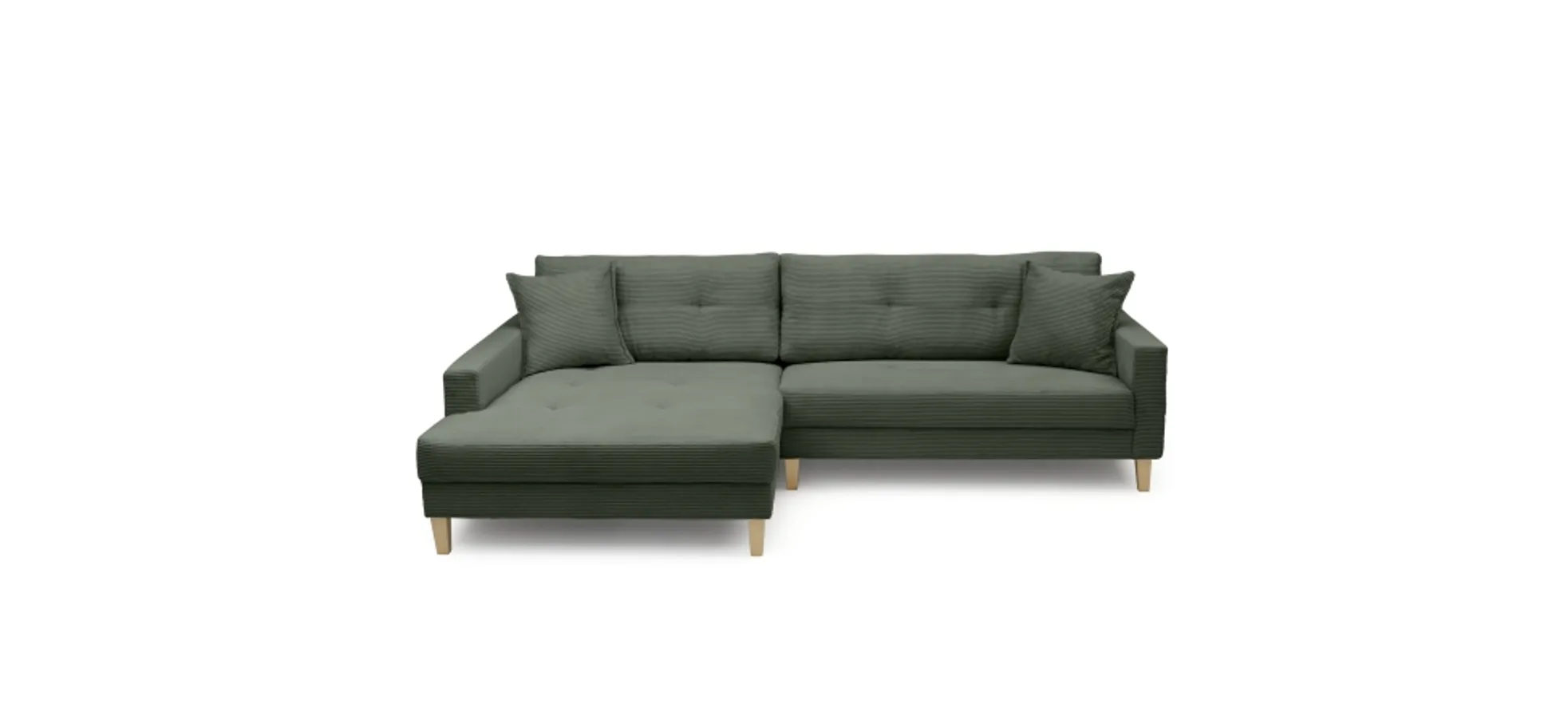 Ecksofa - Ecke links, 3-Sitzer, Stoff, Grün