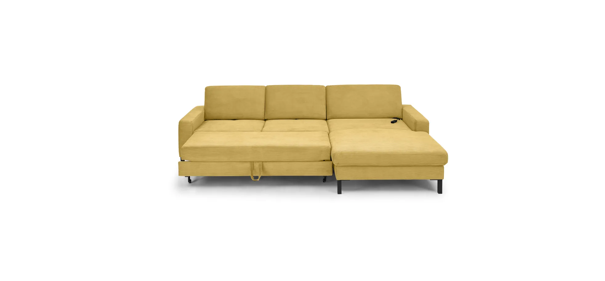  Ecksofa CALM MOVE 2.0 - 2,5-Sitzer mit Longchair rechts, Schlaffunktion, Feincord, Gold