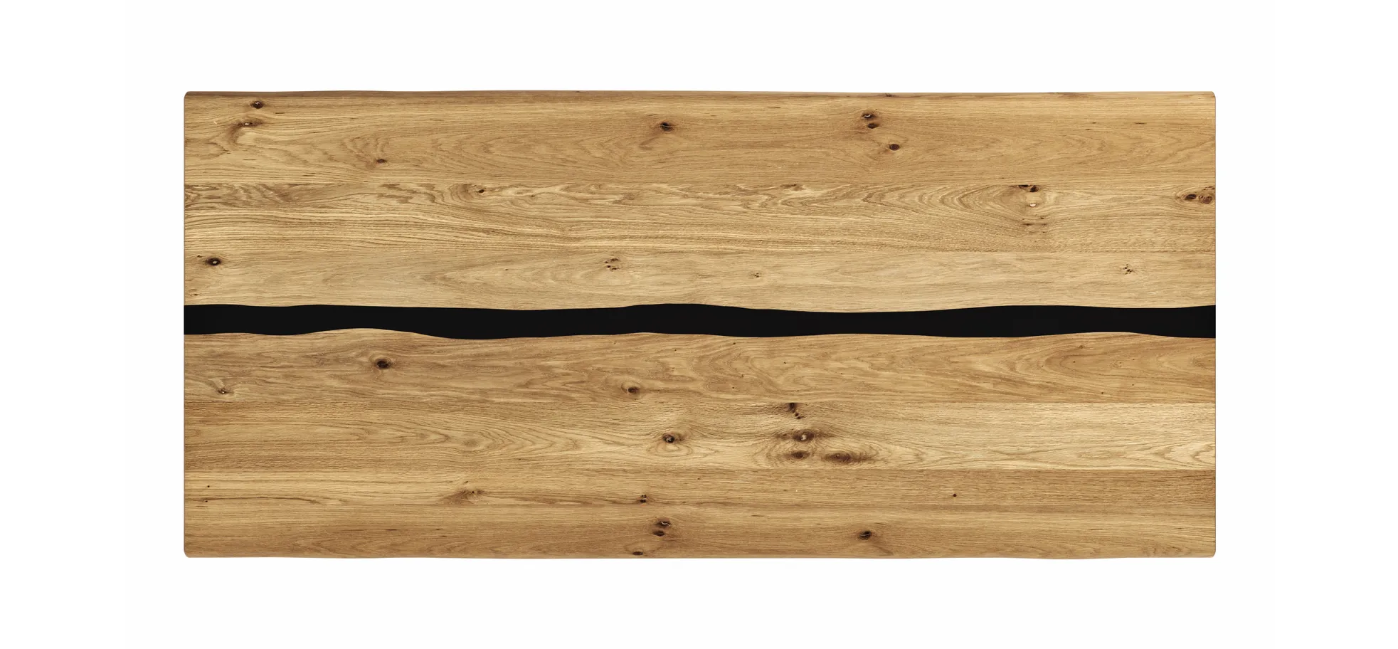 Esstisch Kima - LB ca. 220x100 cm, Wildeiche massiv mit Epoxid-Harz Esstisch Kima - LB ca. 220x100 cm, Wildeiche massiv mit Epoxid-Harz