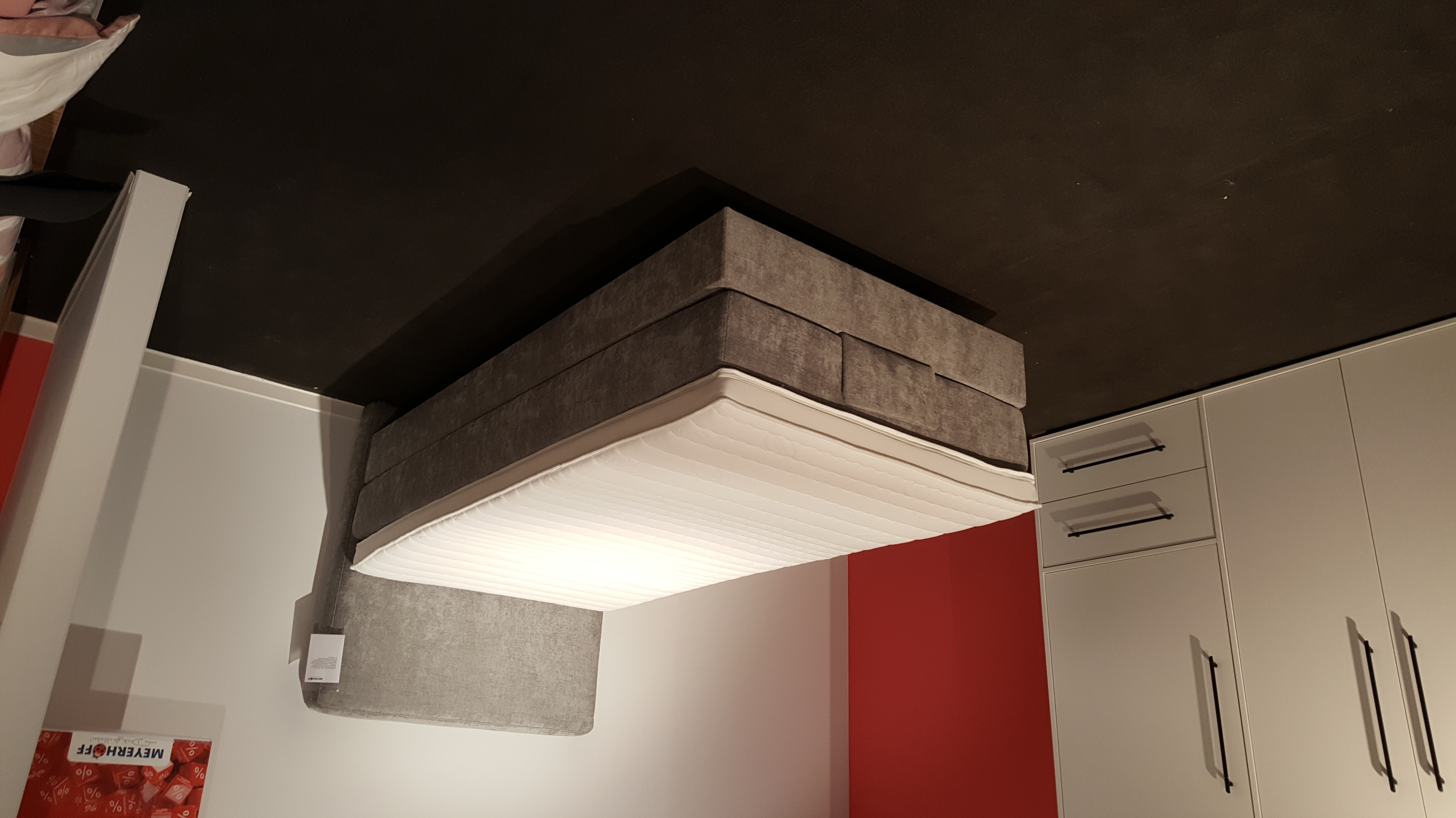 Boxspringbett, grau, mit Topper - LS24 Sula