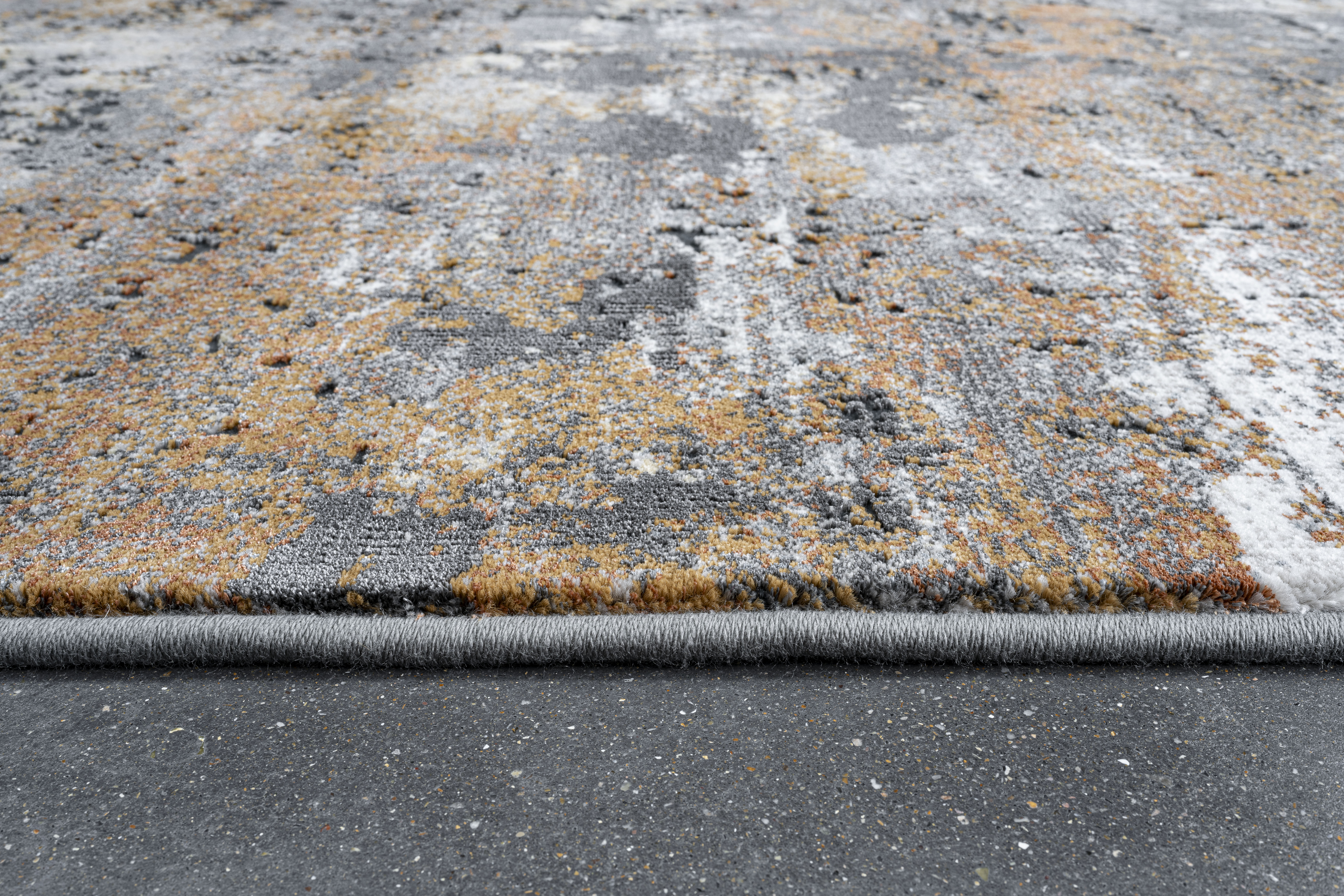 Webteppich, grau-gold-orange, 200x290 cm - Ranyon