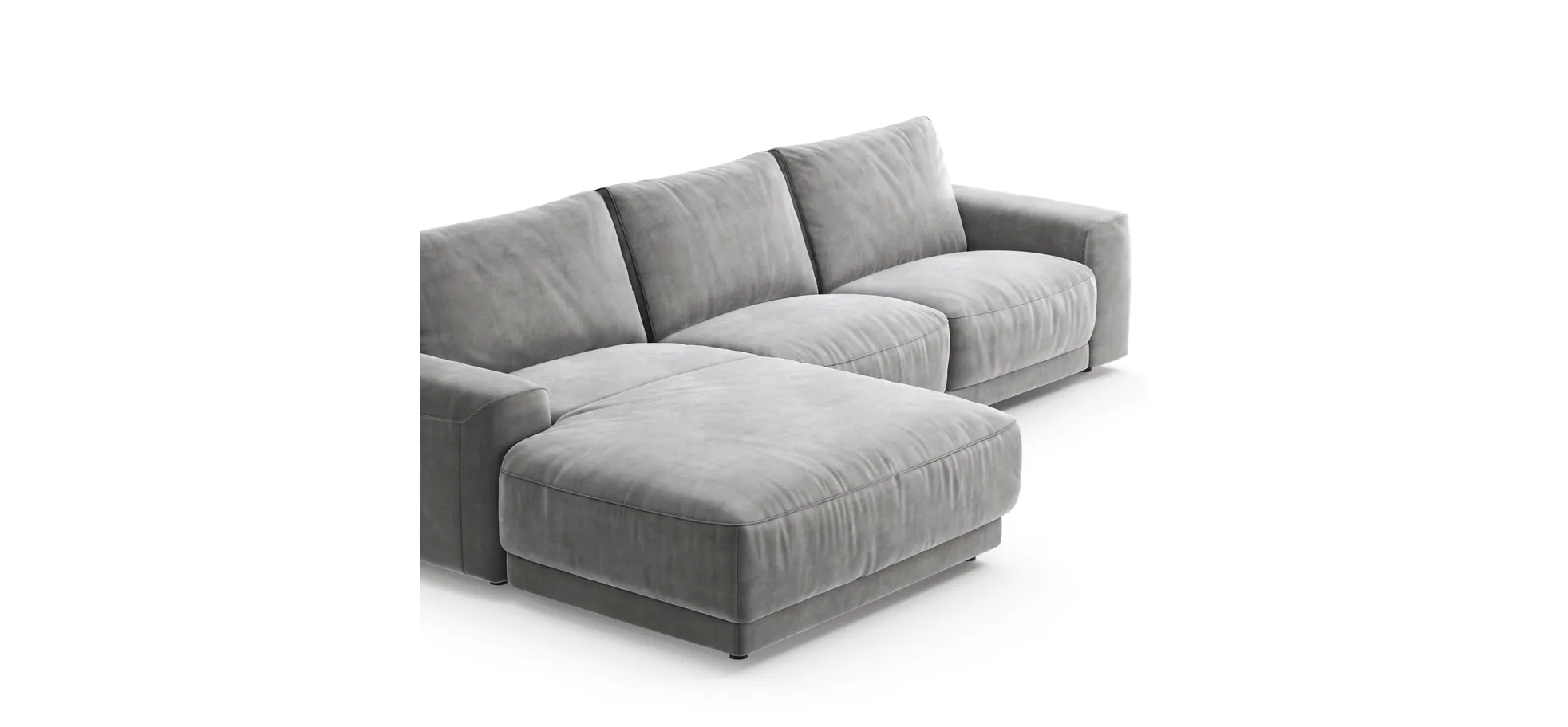 Ecksofa Balok - Longchair groß links mit 2,5-Sitzer, Stoff, Eisengrau