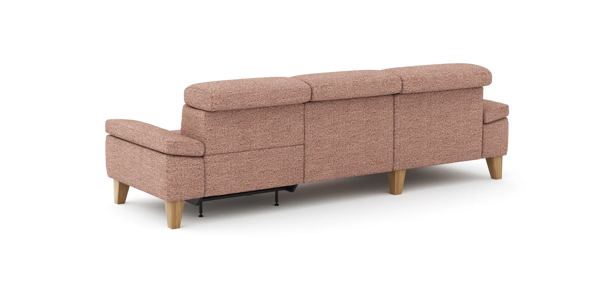 Ecksofa Hudson - Longchair links mit 2,5-Sitzer, inkl. Kopfteil/Armlehne verstellbar und Relaxfunktion (motorisch), Stoff, Kupfer