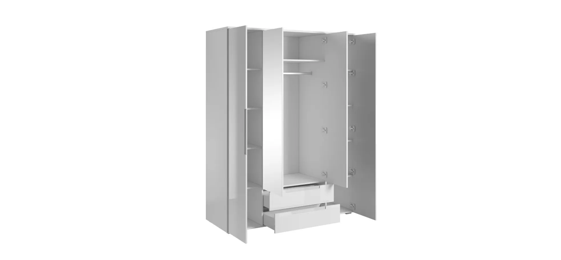 Kleiderschrank- B ca. 160 cm, Weiß Kleiderschrank- B ca. 160 cm, Weiß
