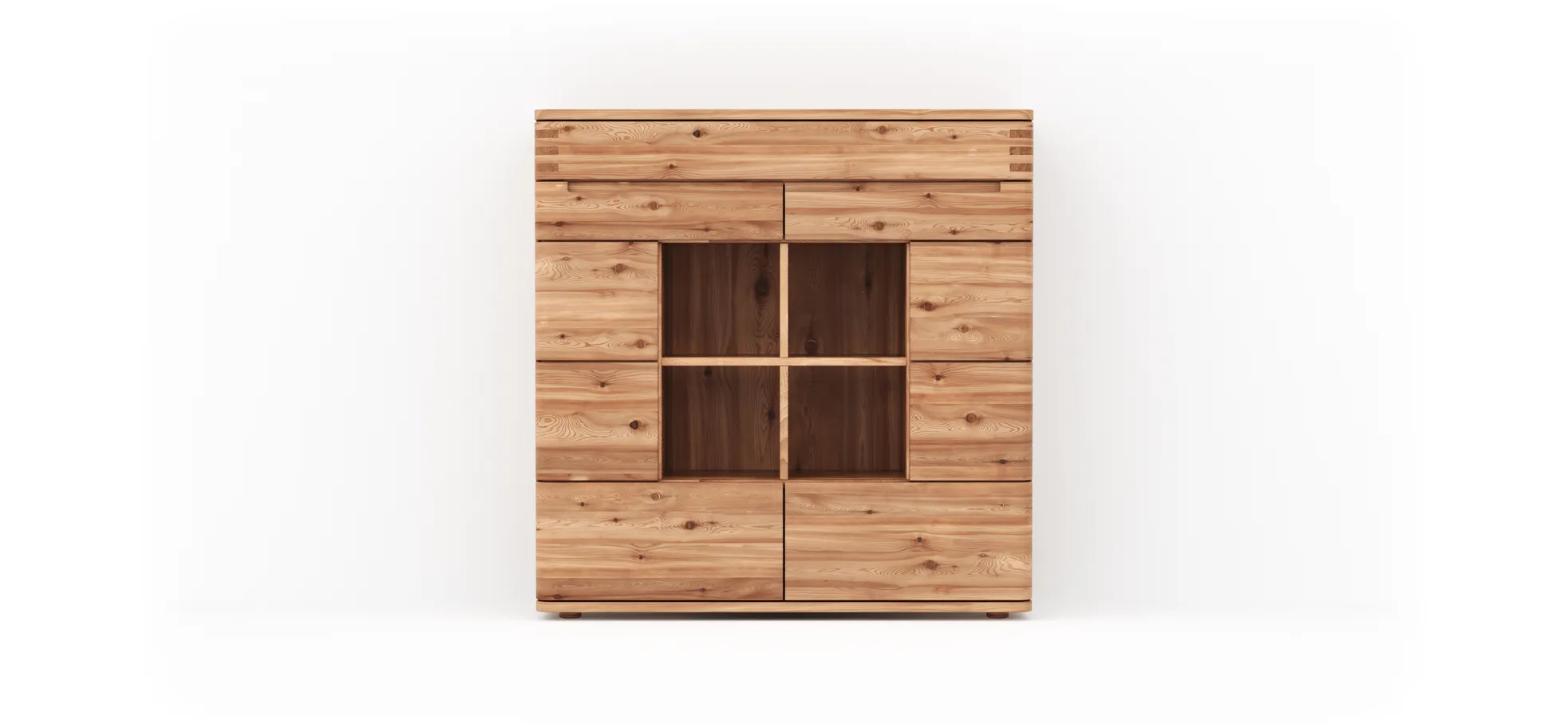 Highboard Cartago Soft - Astbuche massiv, natur geölt