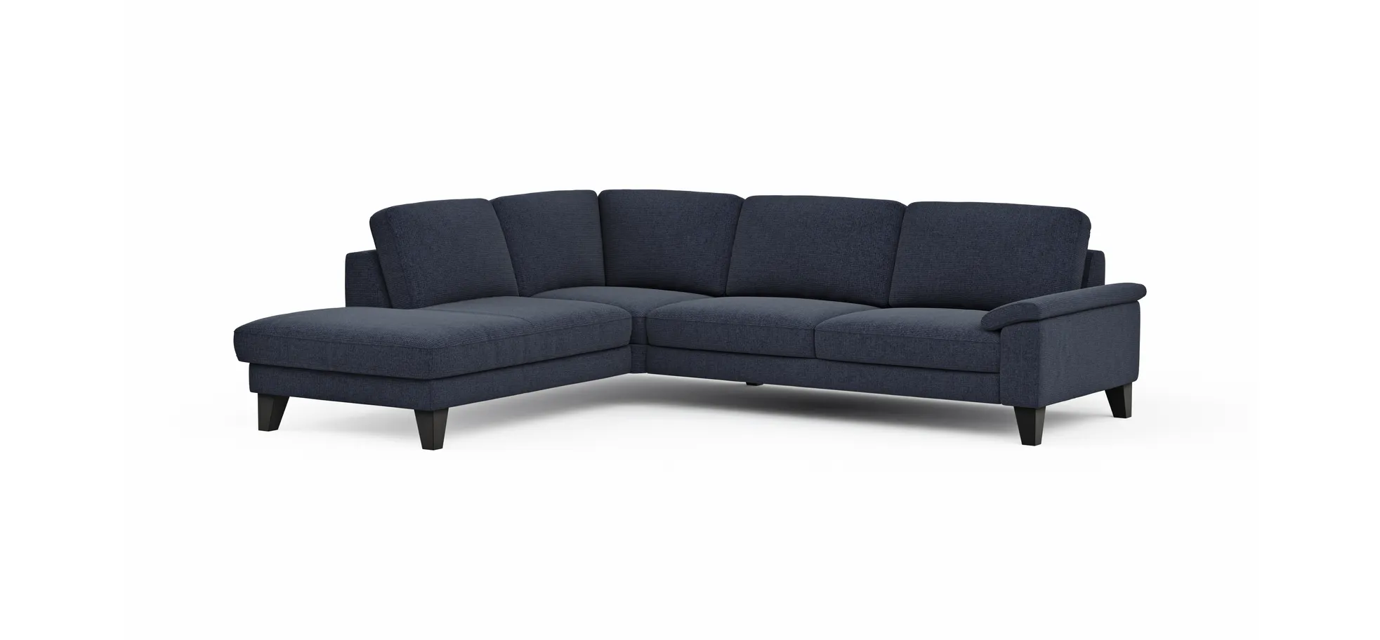 Ecksofa Oviedo - Ecke links mit 2,5-Sitzer inkl. Drehsitz, Stoff, Dunkelblau