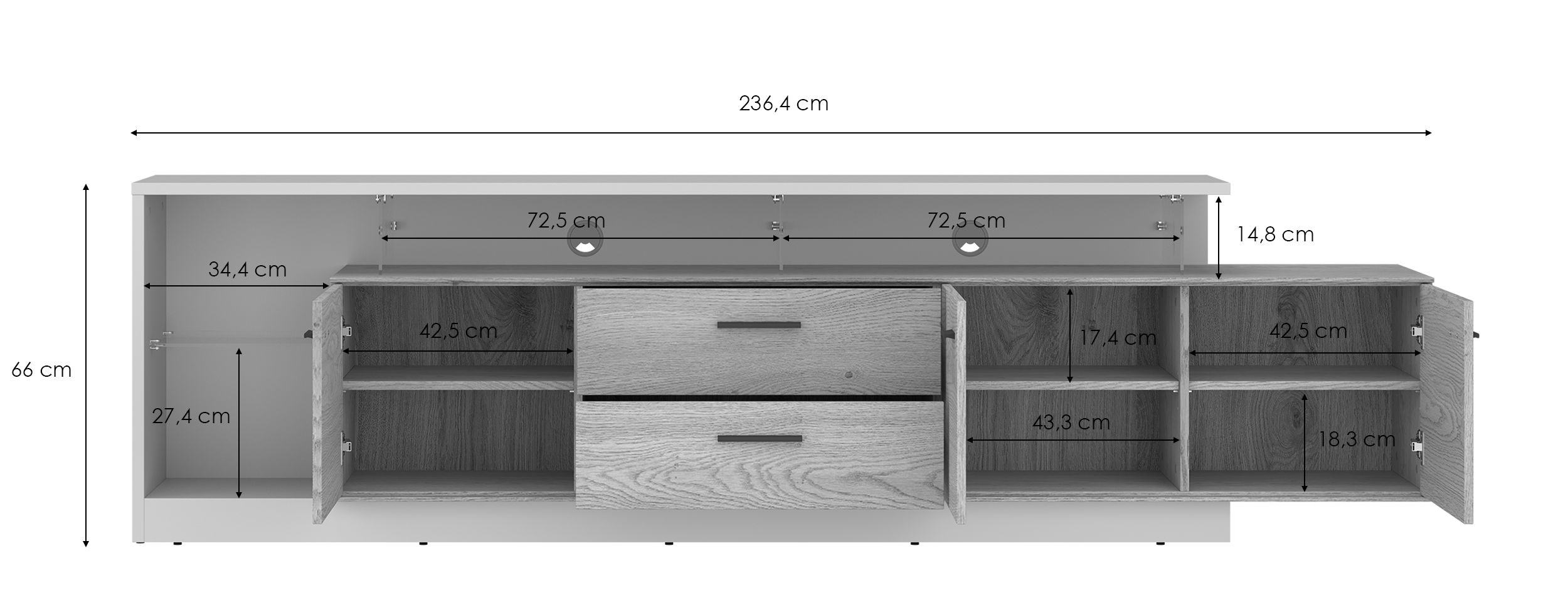 Lowboard, Eiche, Cashmere - Waleah