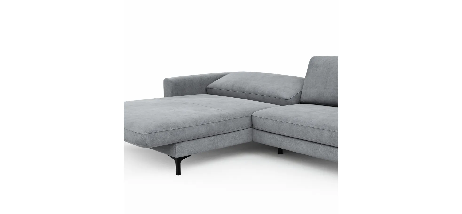 Ecksofa Oviedo - Longchair links mit 1,5-Sitzer inkl. Relaxfunktion (motorisch), Stoff, Grau