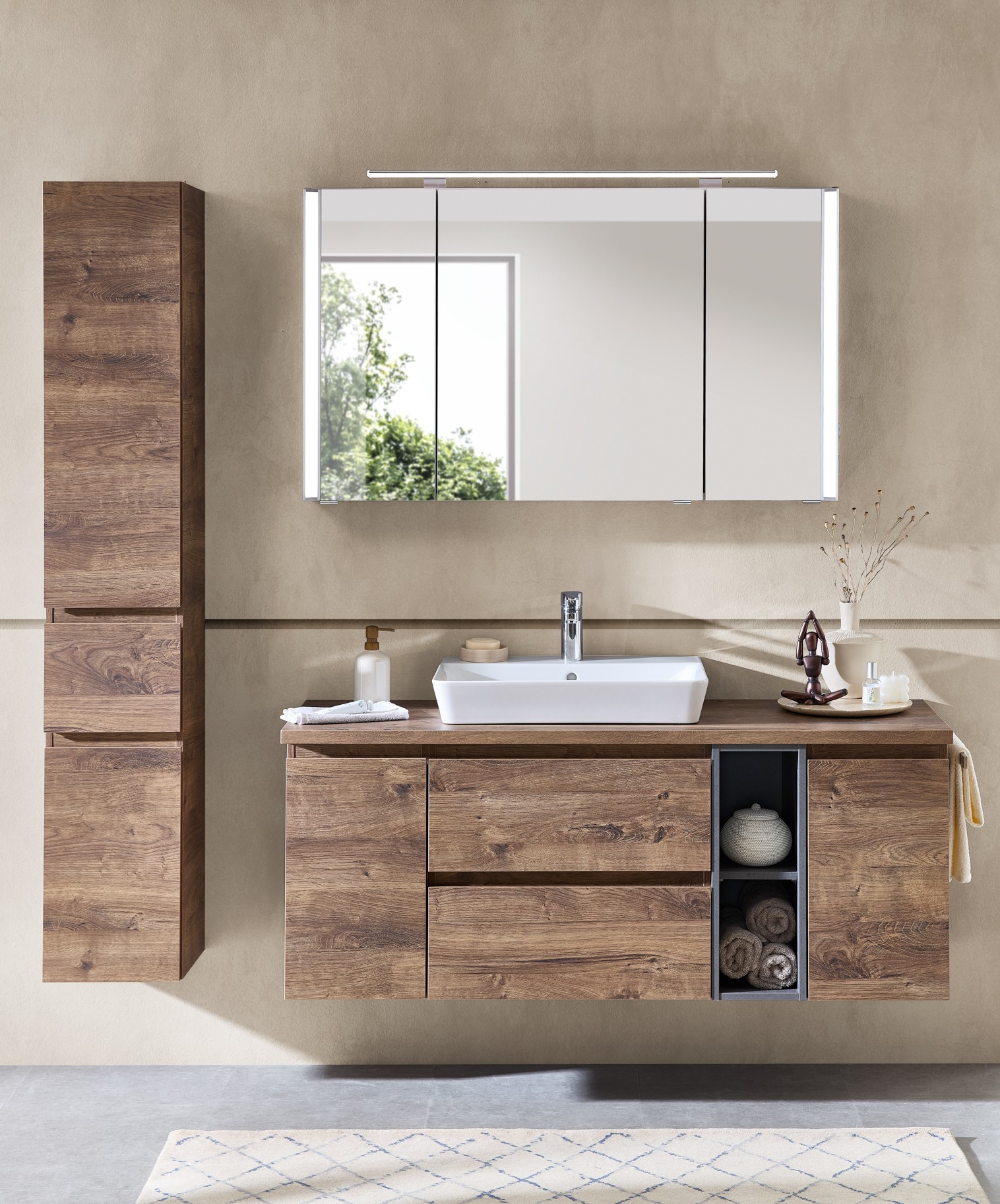 Badkombi, Eiche Halifax Dunkel NB - Pcon-Compact 