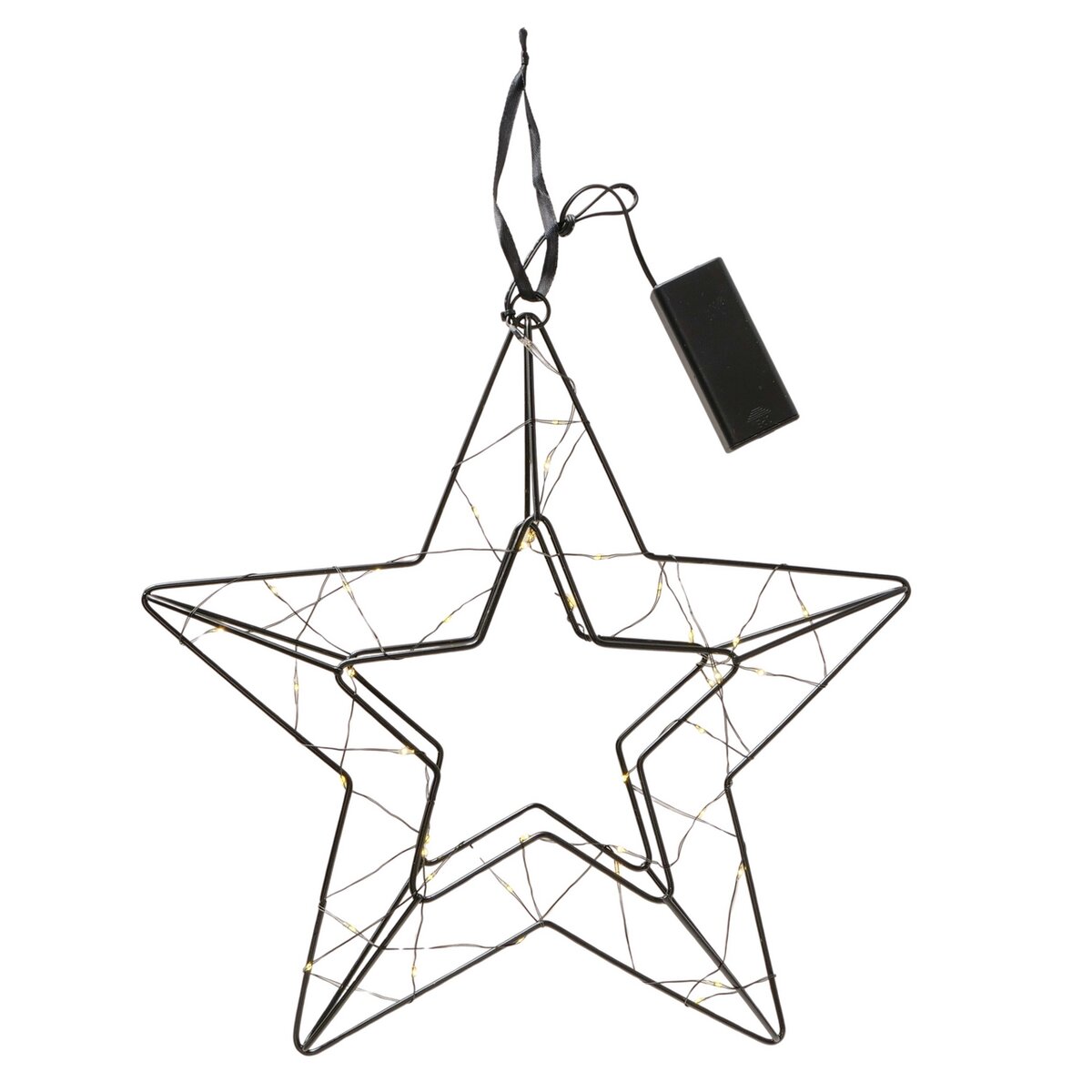 Dekoanhänger Elvira, Stern, LED - L 29,50 cm, H 6,00 cm,schwarz