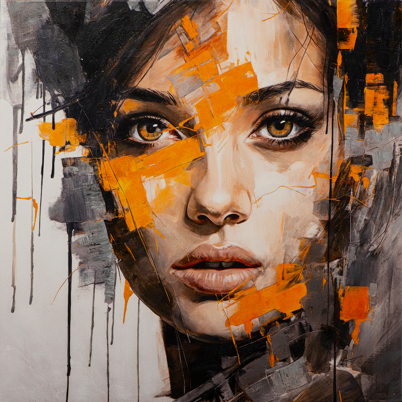 Bild, Acryl, 100x100 cm NEW - Brown eye girl