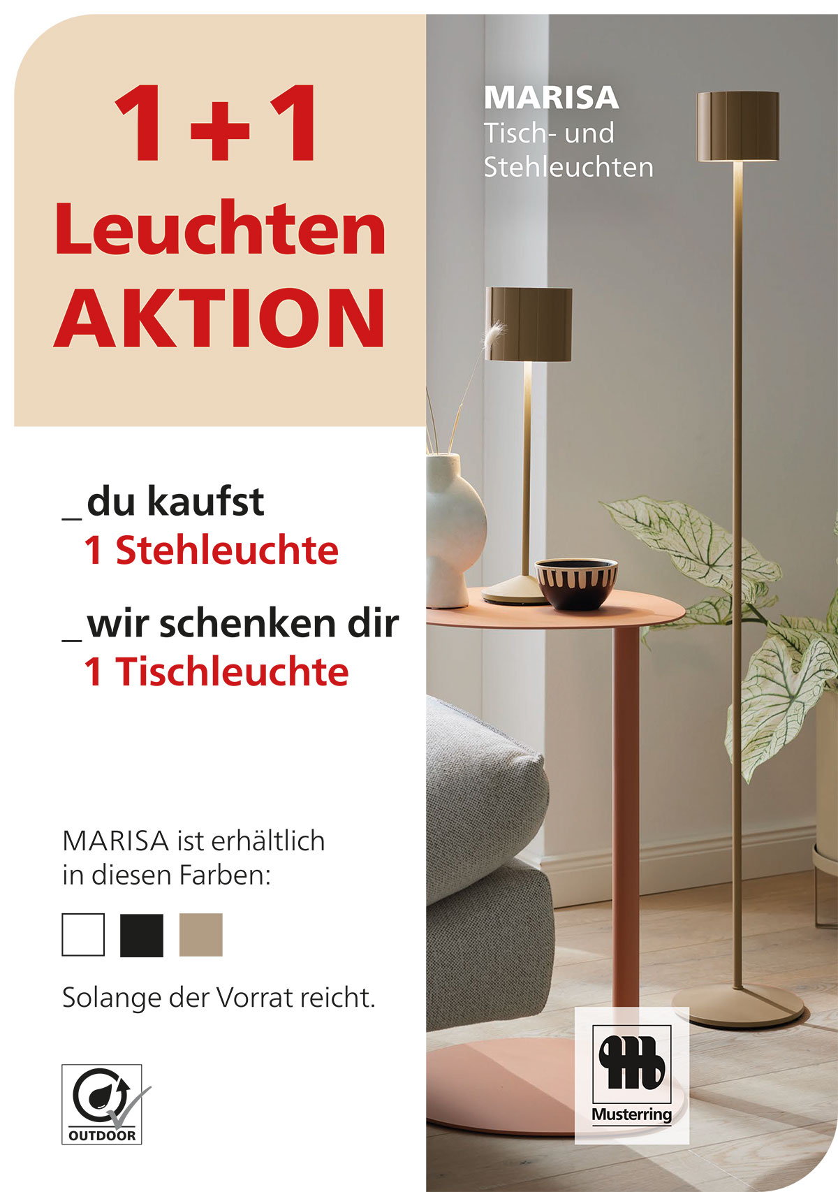 Stehleuchte Musterring Marisa -  LED/3,50watt, metall mattschwarz, 125cm 