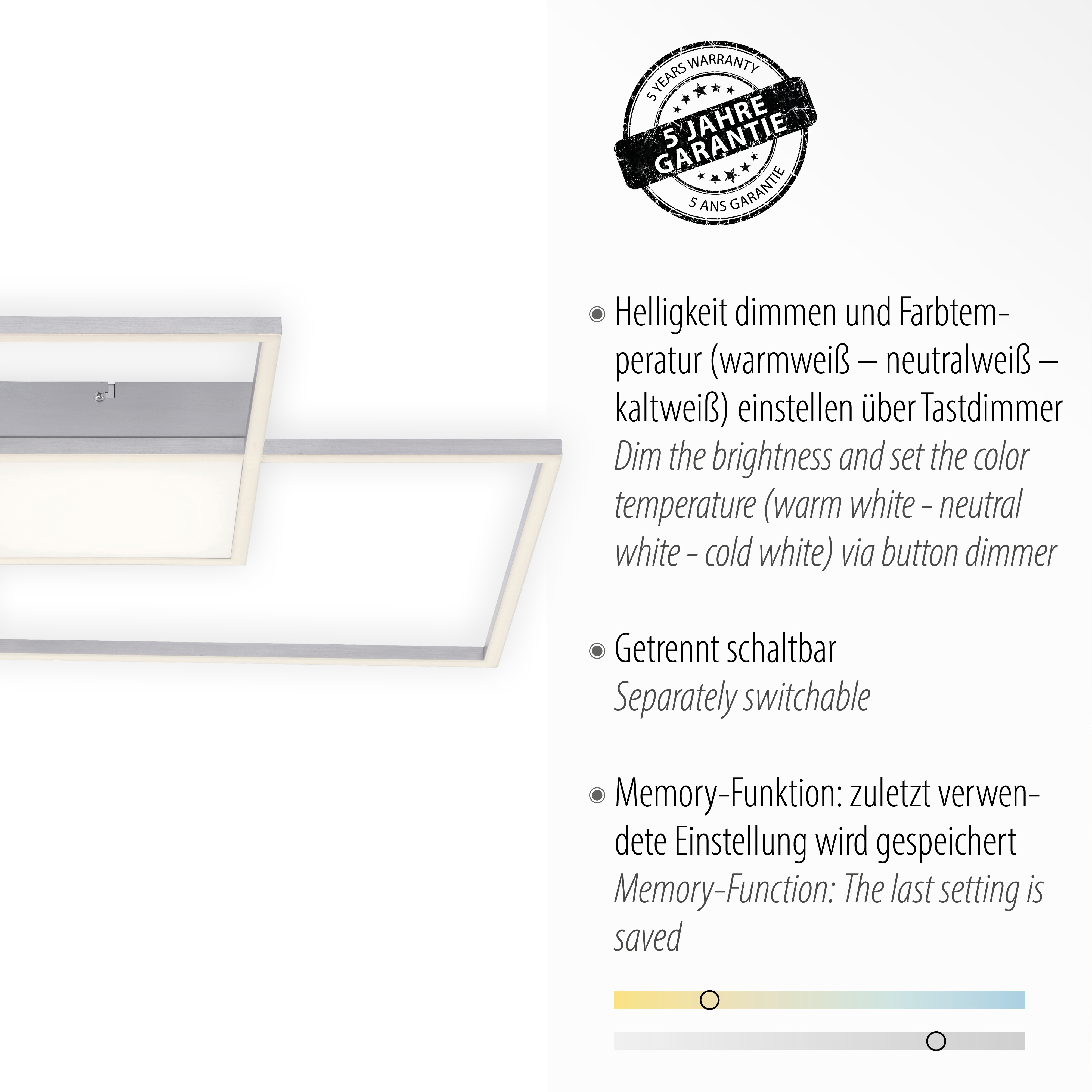 LED-Deckenleuchte Asmin  - Inklusive Fernbedienung, Dimmbar 