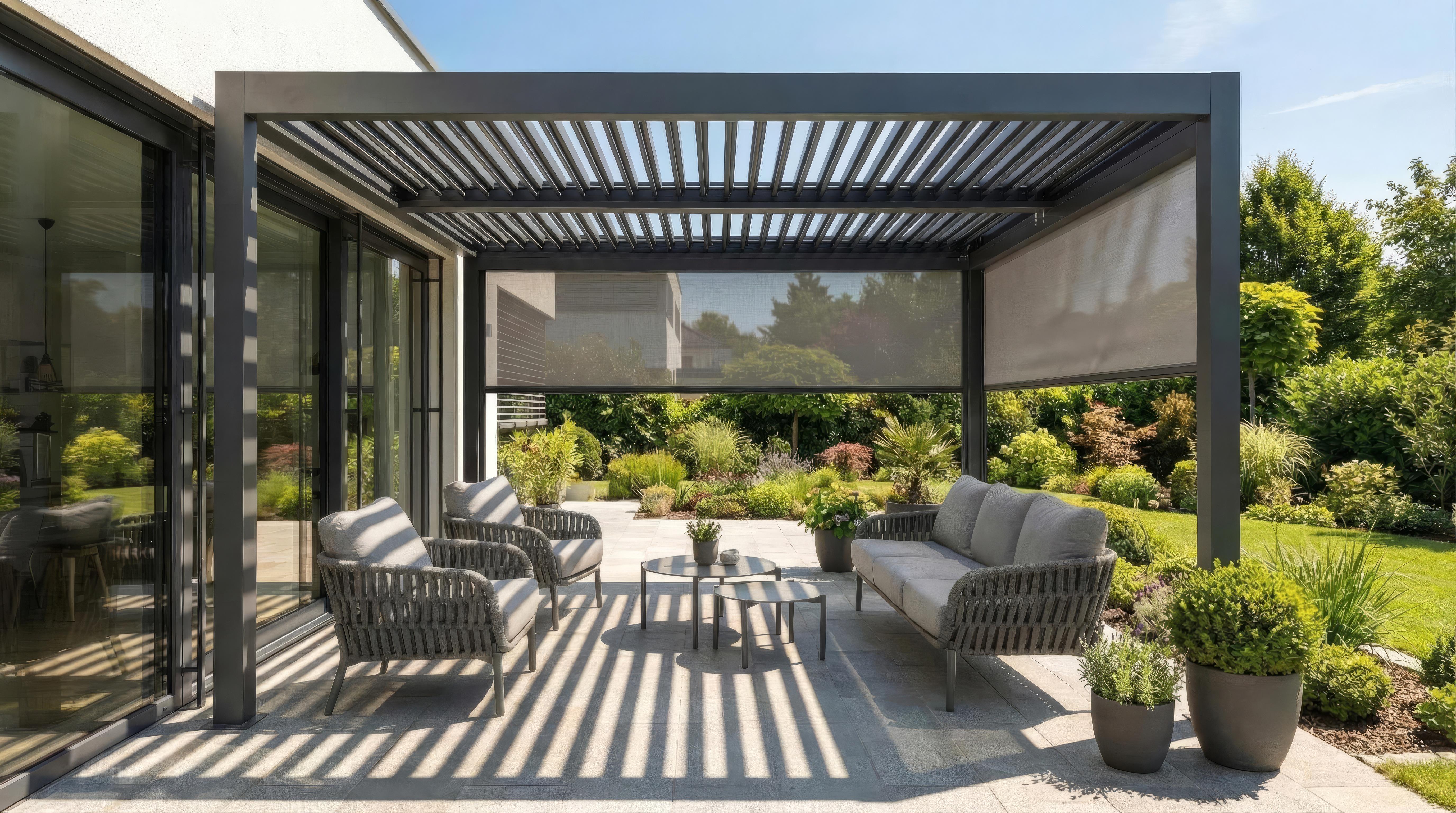 Pergola, anthrazit, inkl. LED-Beleuchtung          - Solina