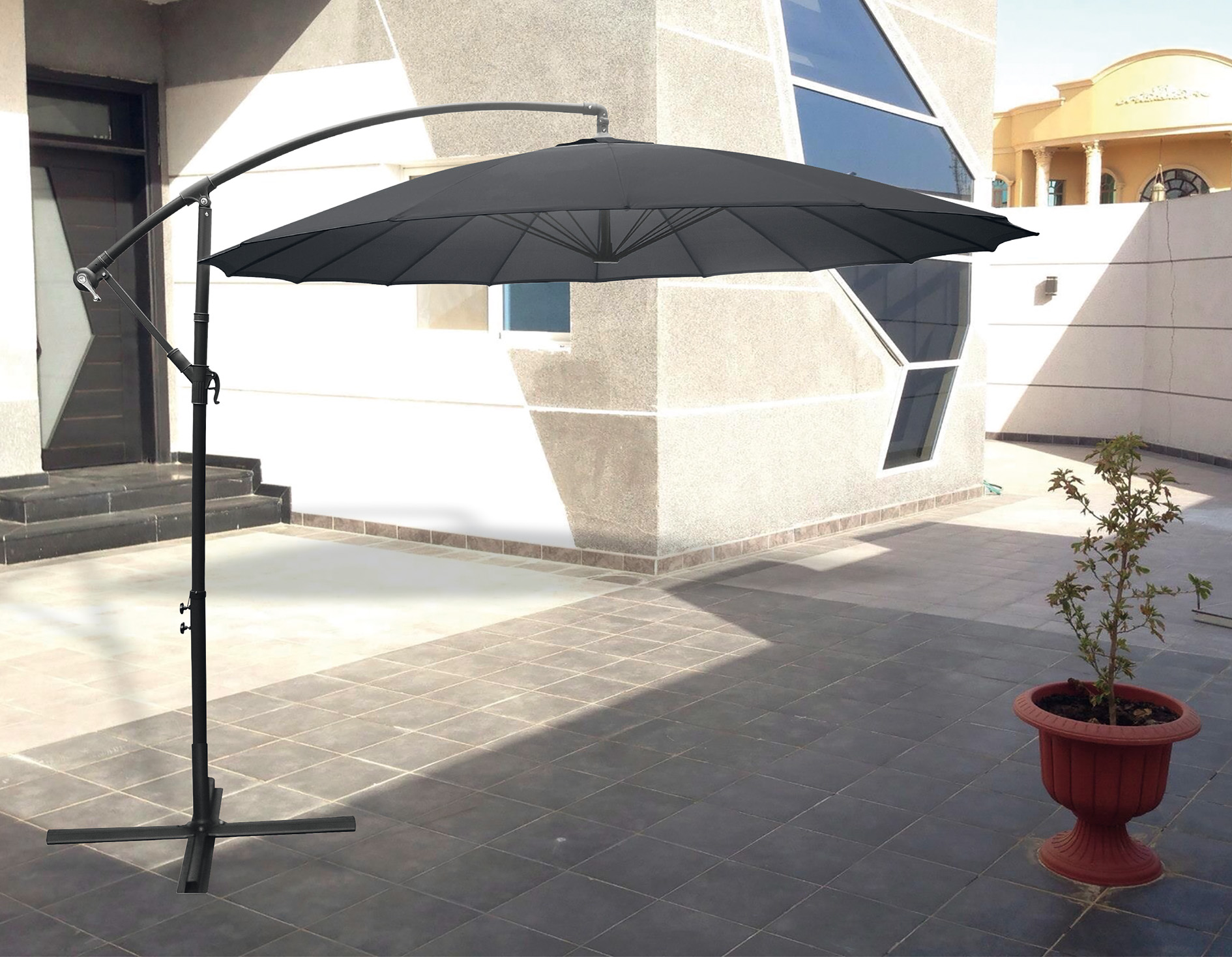 Ampelschirm Asiastyle, Ø 3m - anthrazit