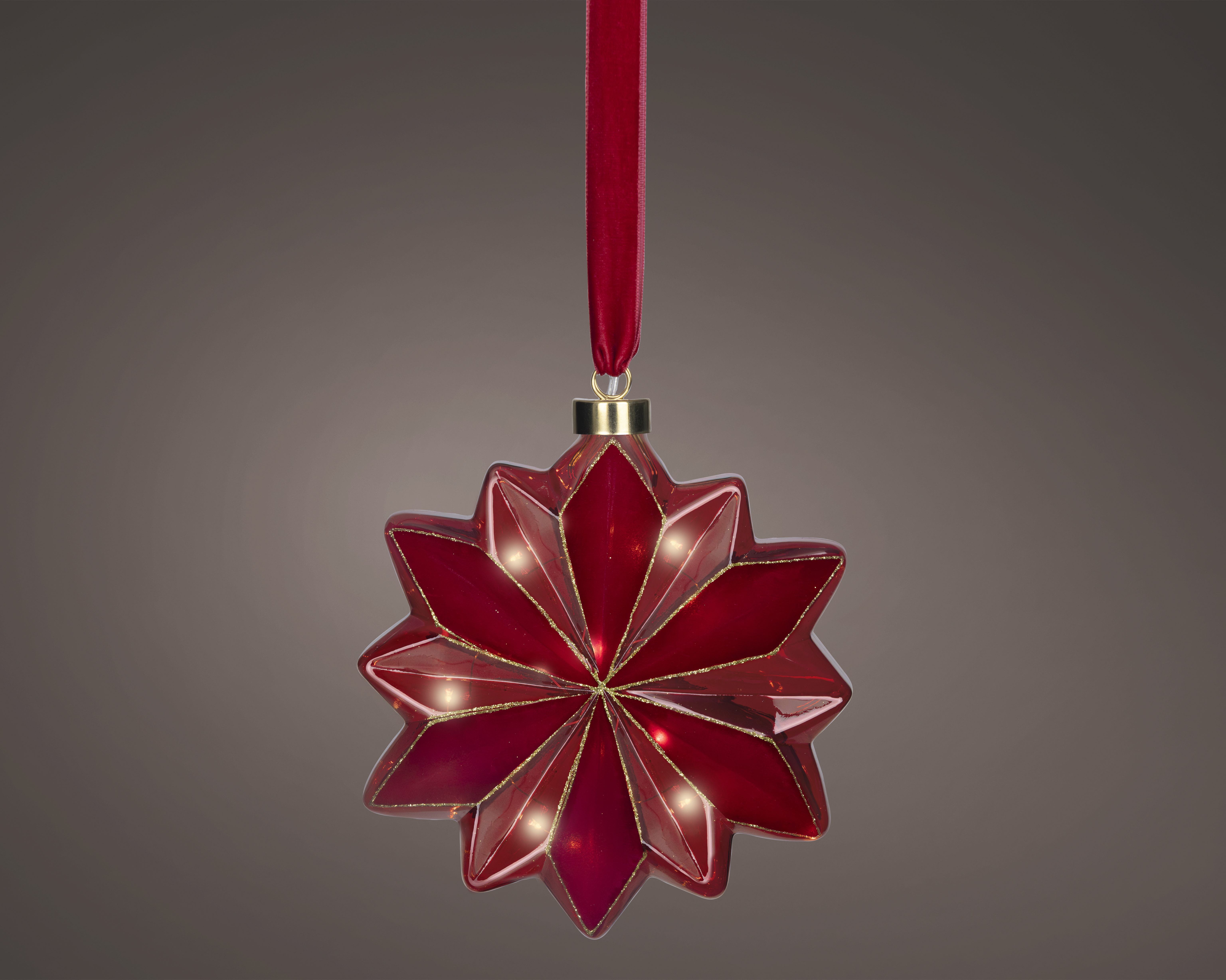 LED Blume - rot/warm weiss, Glas, L8-W19-H19cm-15L