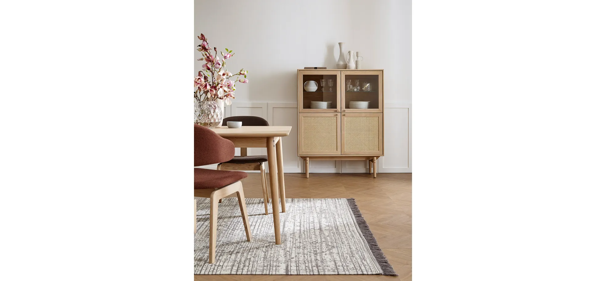 Highboard Limerick - Eiche hell mit Wiener Geflecht