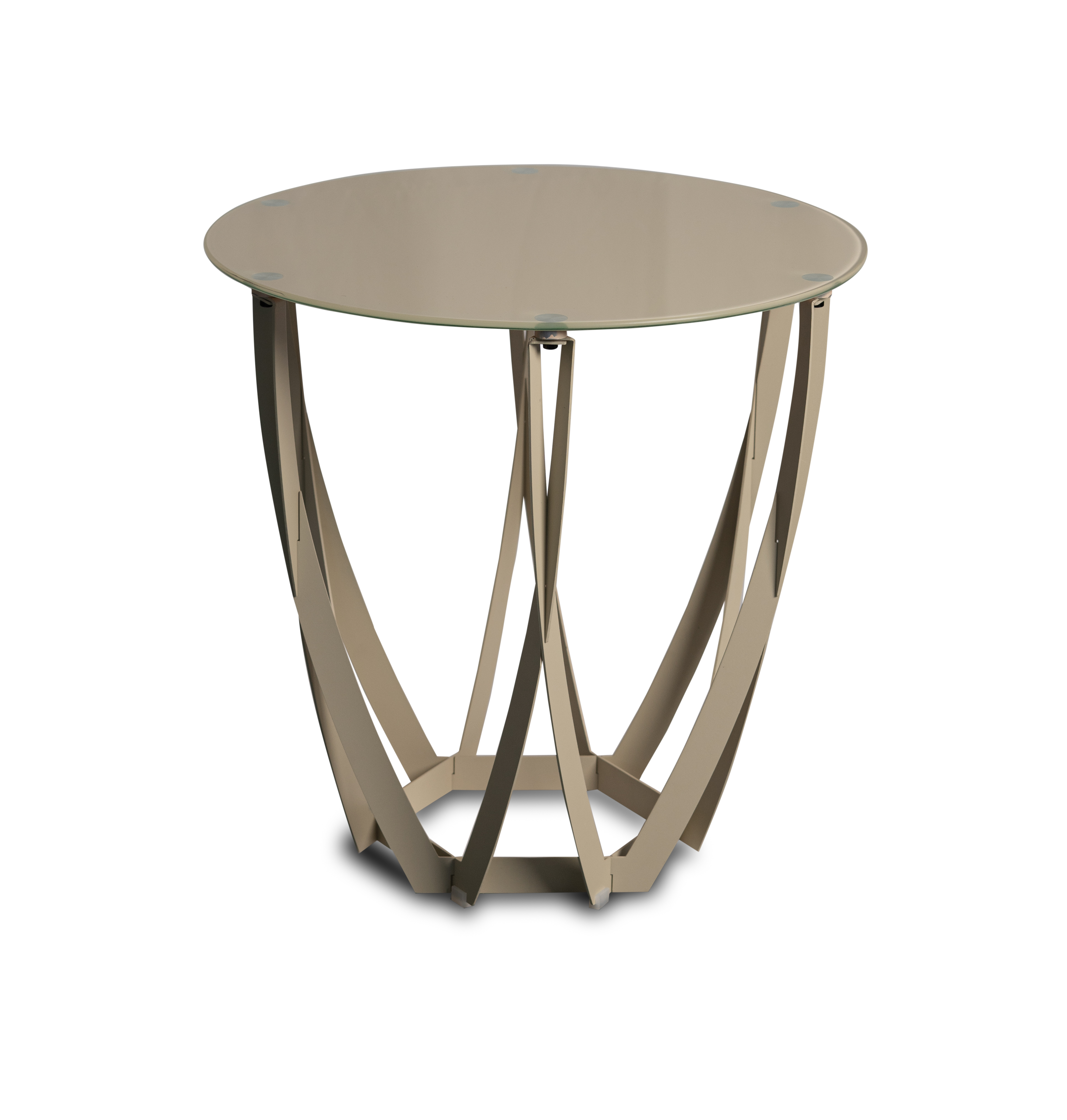 Beistelltisch, rund, 50 cm, Glas cremeweiß - Marinus
