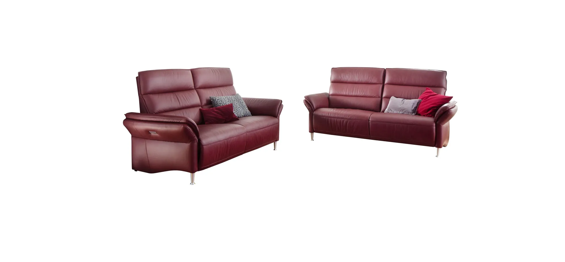 Sofa - 2-Sitzer, Leder, Rot