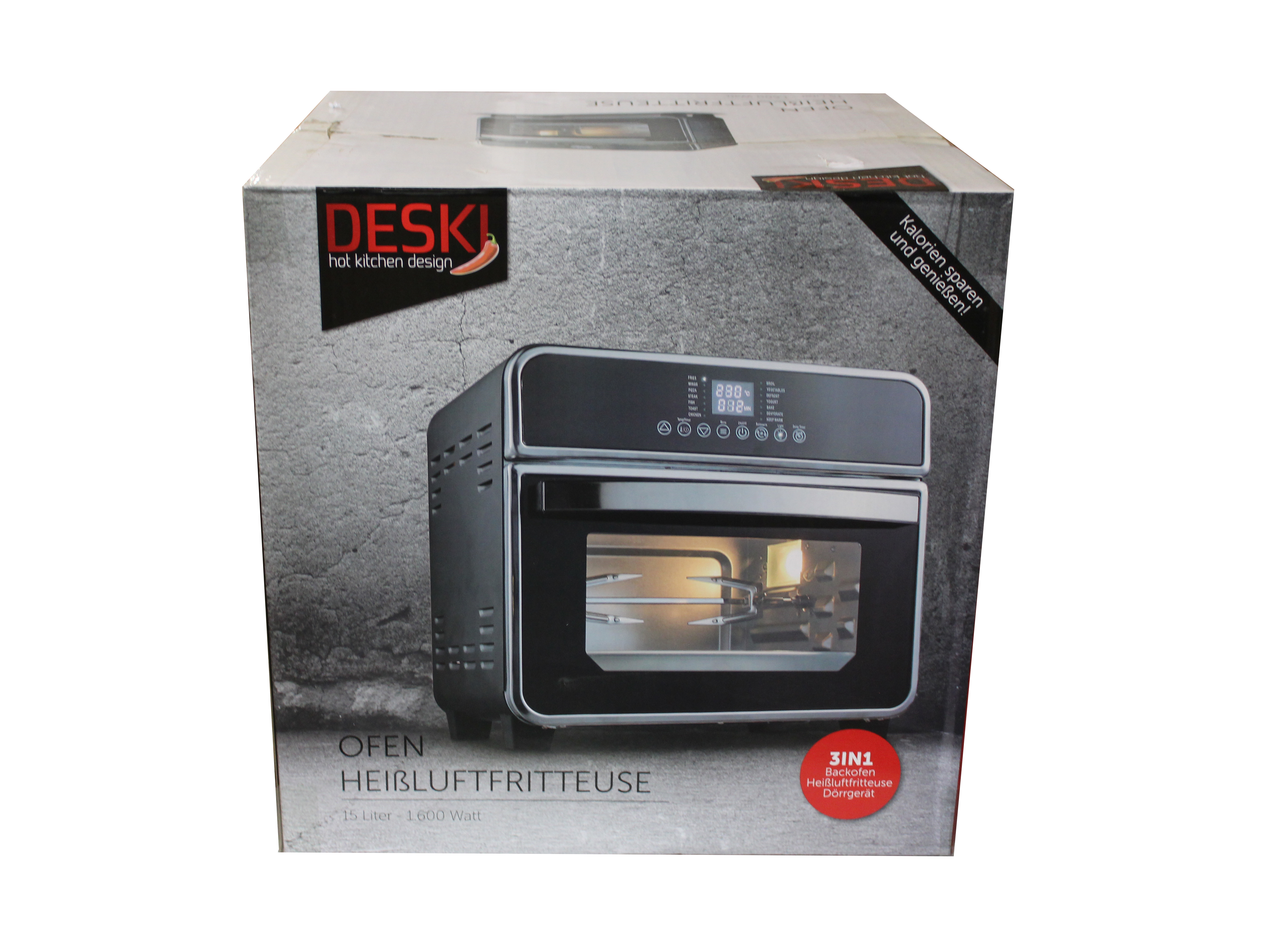 Fritteuse Heißluft Ofen 3in1 - 15l, 1600watt, 35,5x31,5x33cm