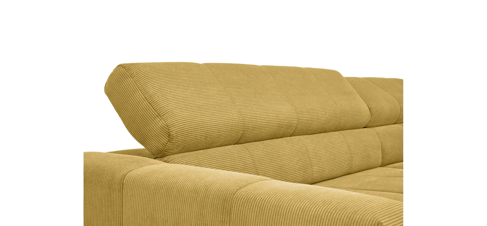  Ecksofa COLLEEN - 2-Sitzer mit Ecke rechts, Sitzvorzug motorisch, Feincord, Gold