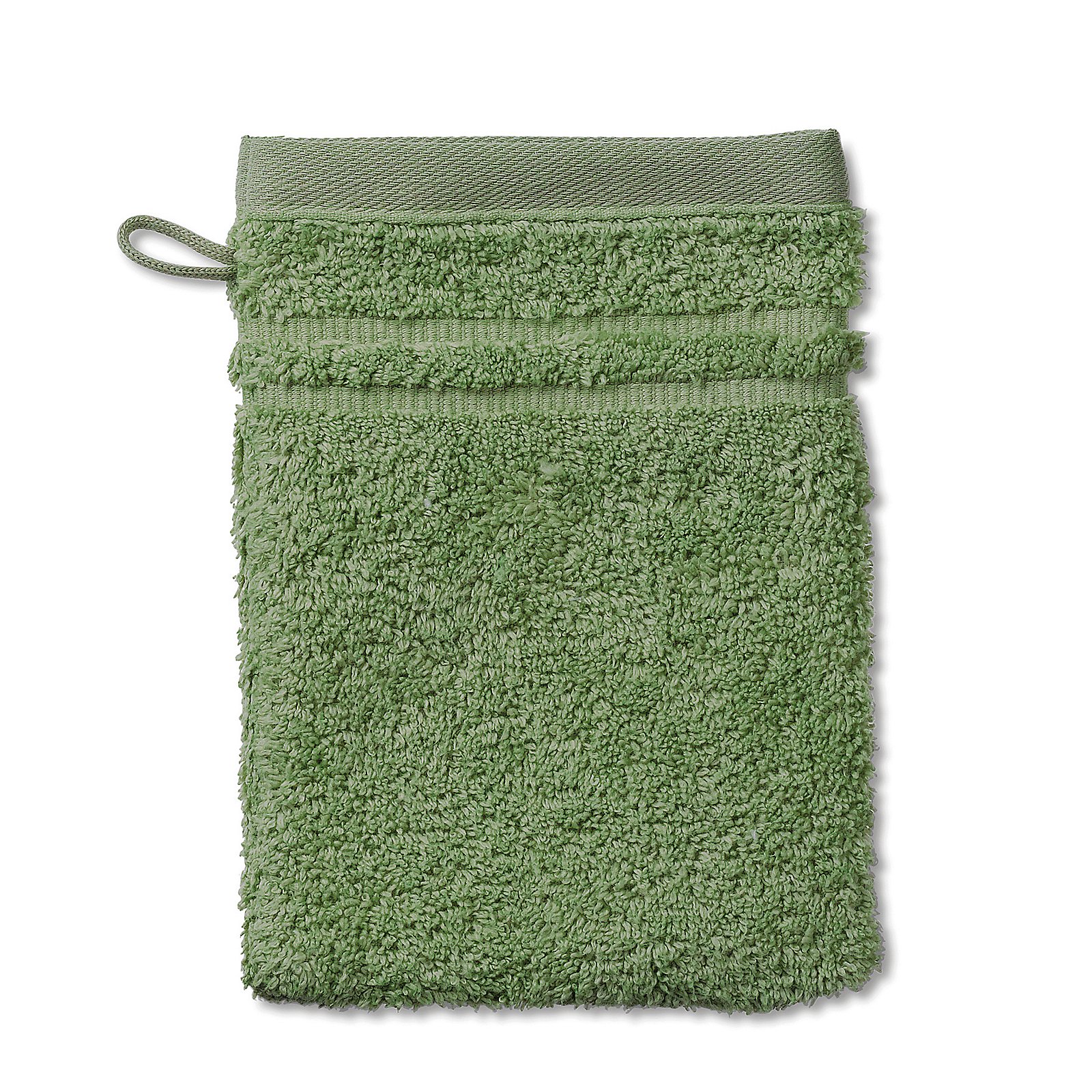 Waschhandschuh Leonora 21x15 cm - 100%Baumwolle Premium moosgrün