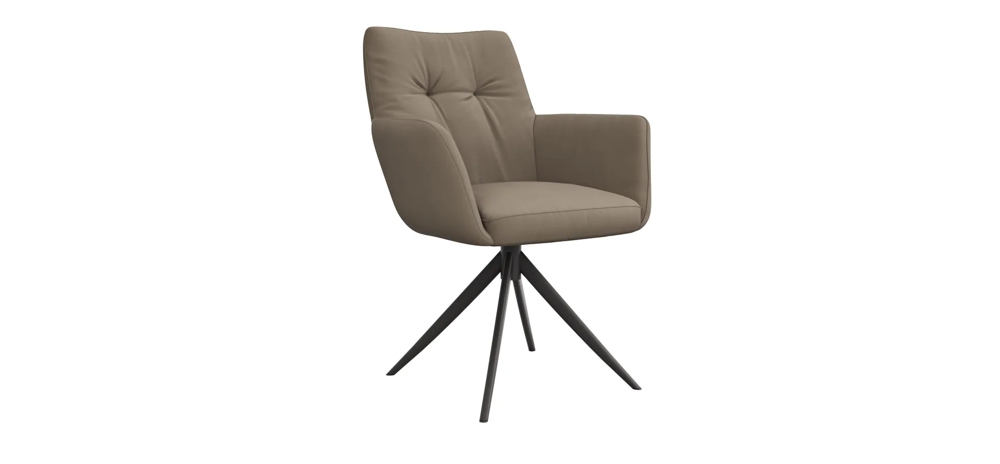 Armlehnstuhl Nashville - drehbar, Leder, Taupe