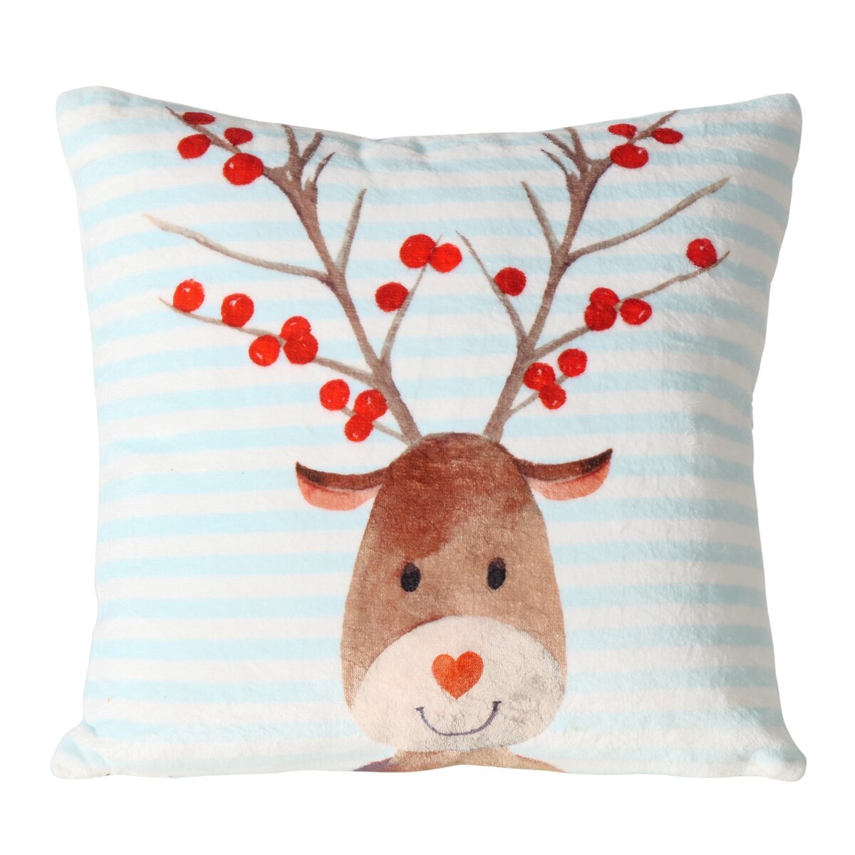 Kissen Fynn - Polyester, Gestreift mit Hirsch