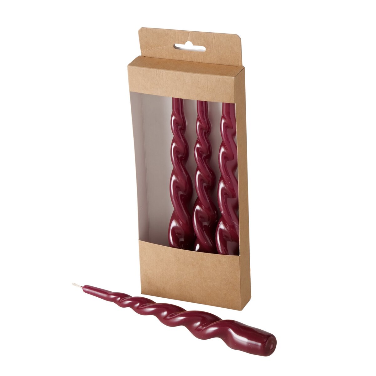 Stabkerze Solis, 4-er Set, dunkelrot - ca. 2x2x24cm