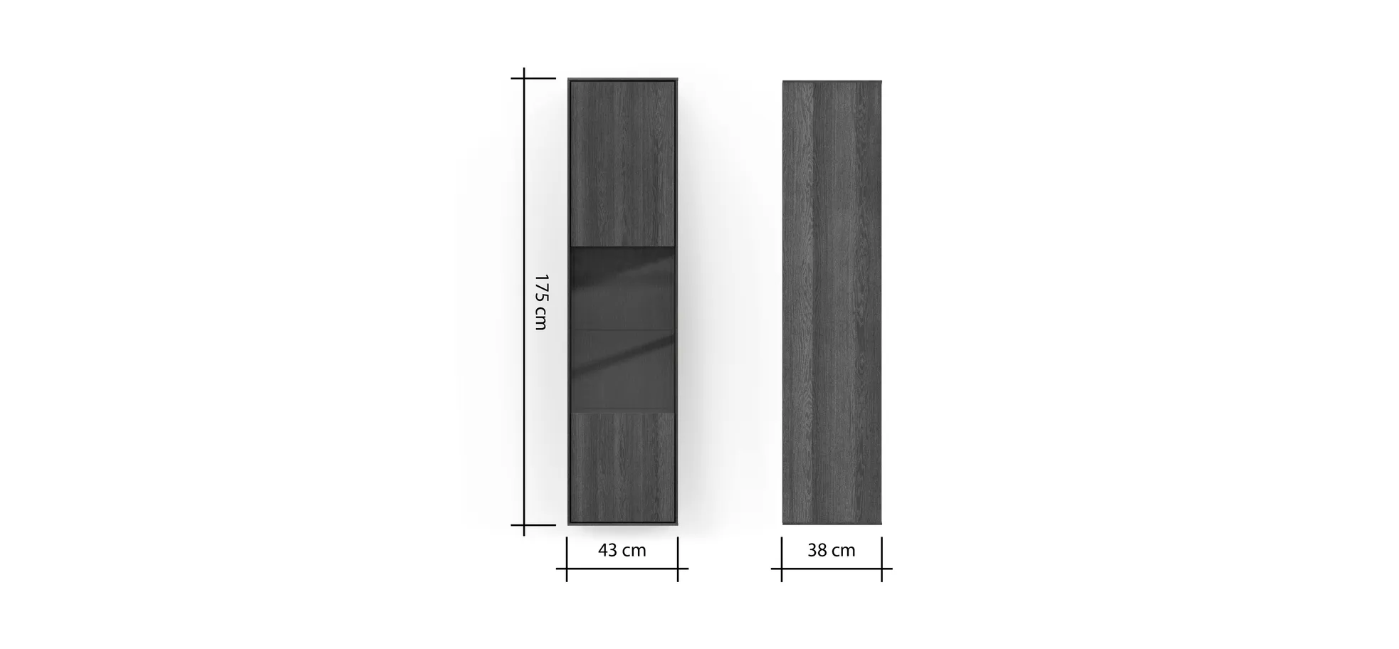 Hängevitrine Saratoga - Anschlag Rechts, Buche massiv, silbergrau geölt