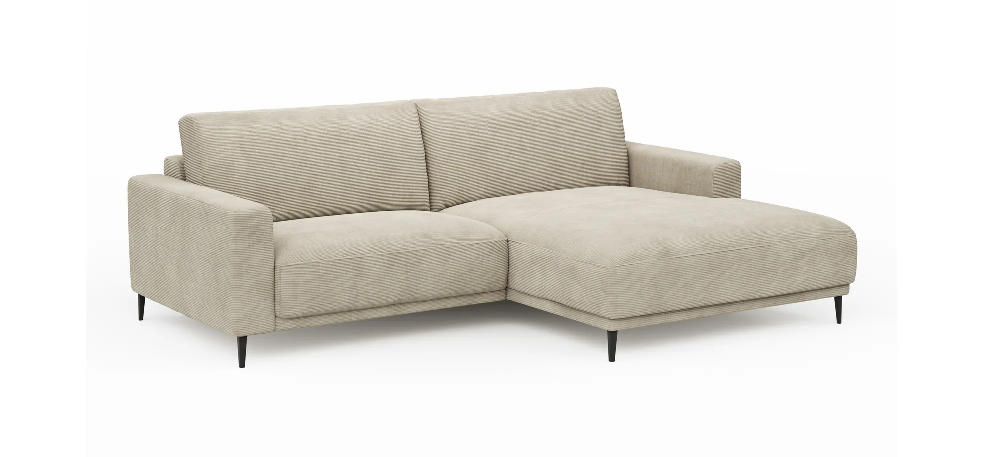 Ecksofa Solero - 1,5-Sitzer mit Longchair rechts, Stoff, Sand