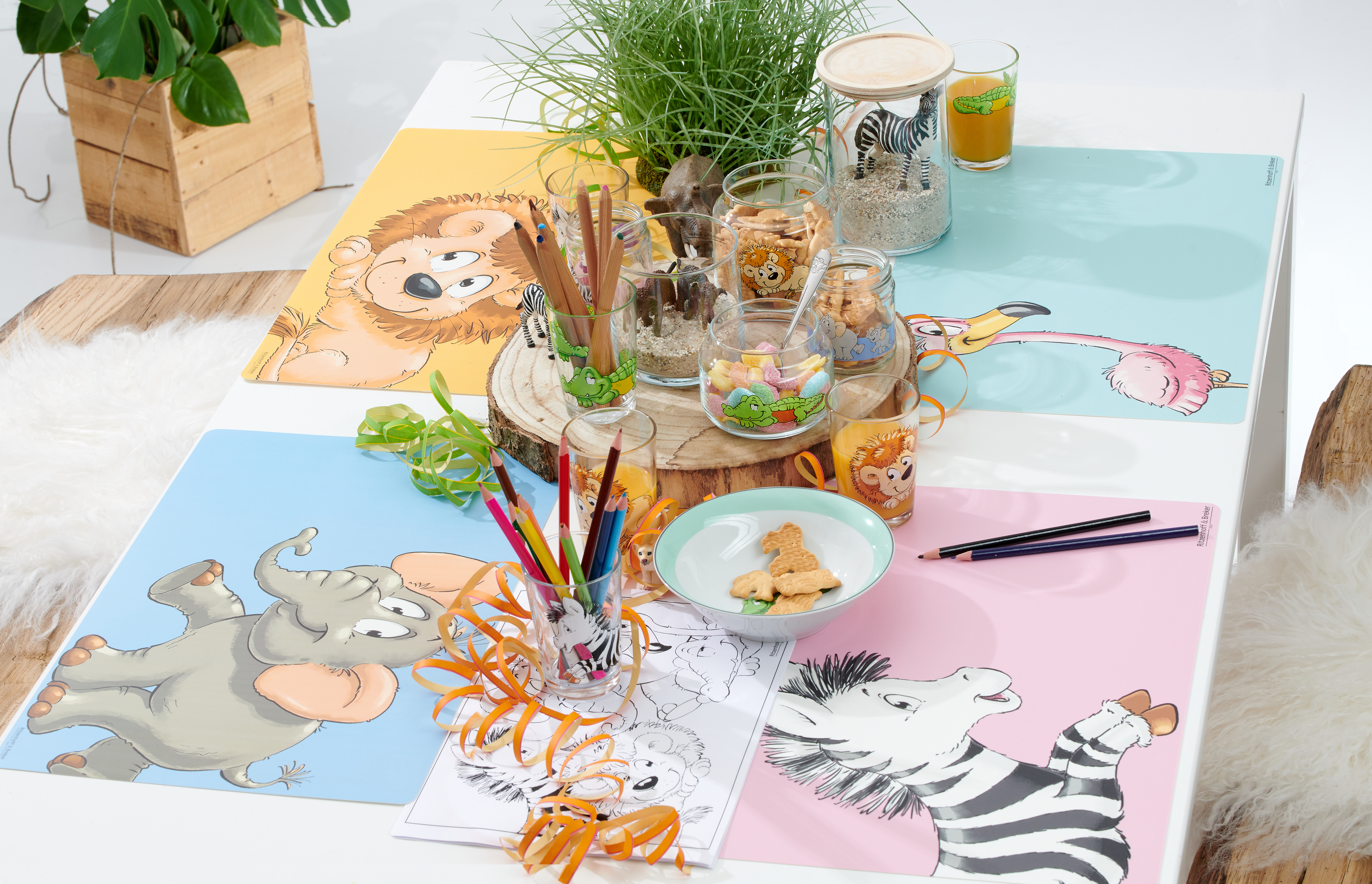 Platzmatte Happy Zoo Flo 30 x 45 cm - Kunststoff, rechteckig