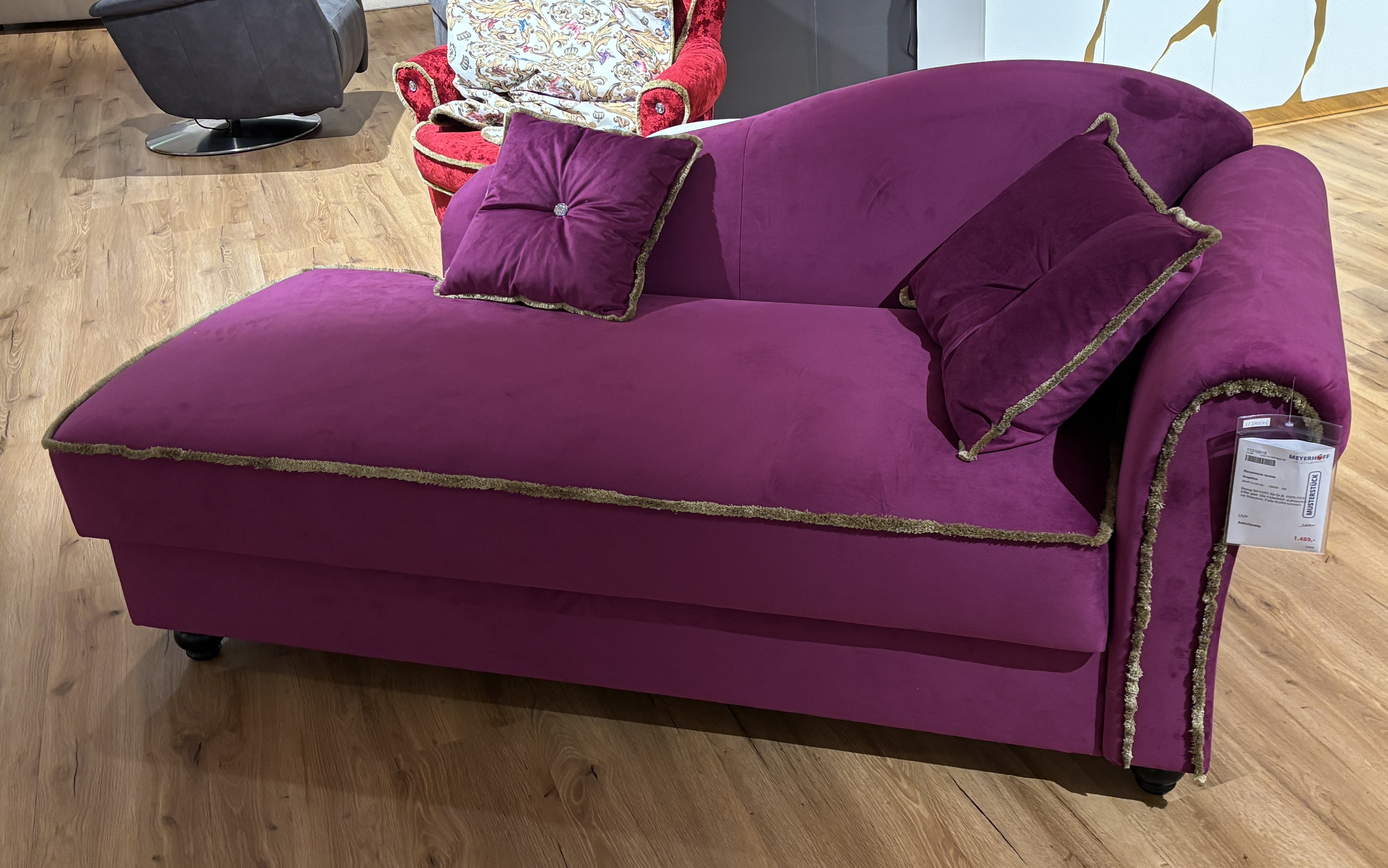 Recamiere rechts, Bezug lila, Federkern - Engelina