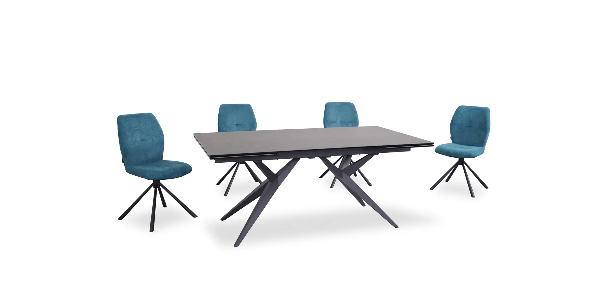 Vierfußstuhl, Stoff Petrol, 360° drehbar - Manoa