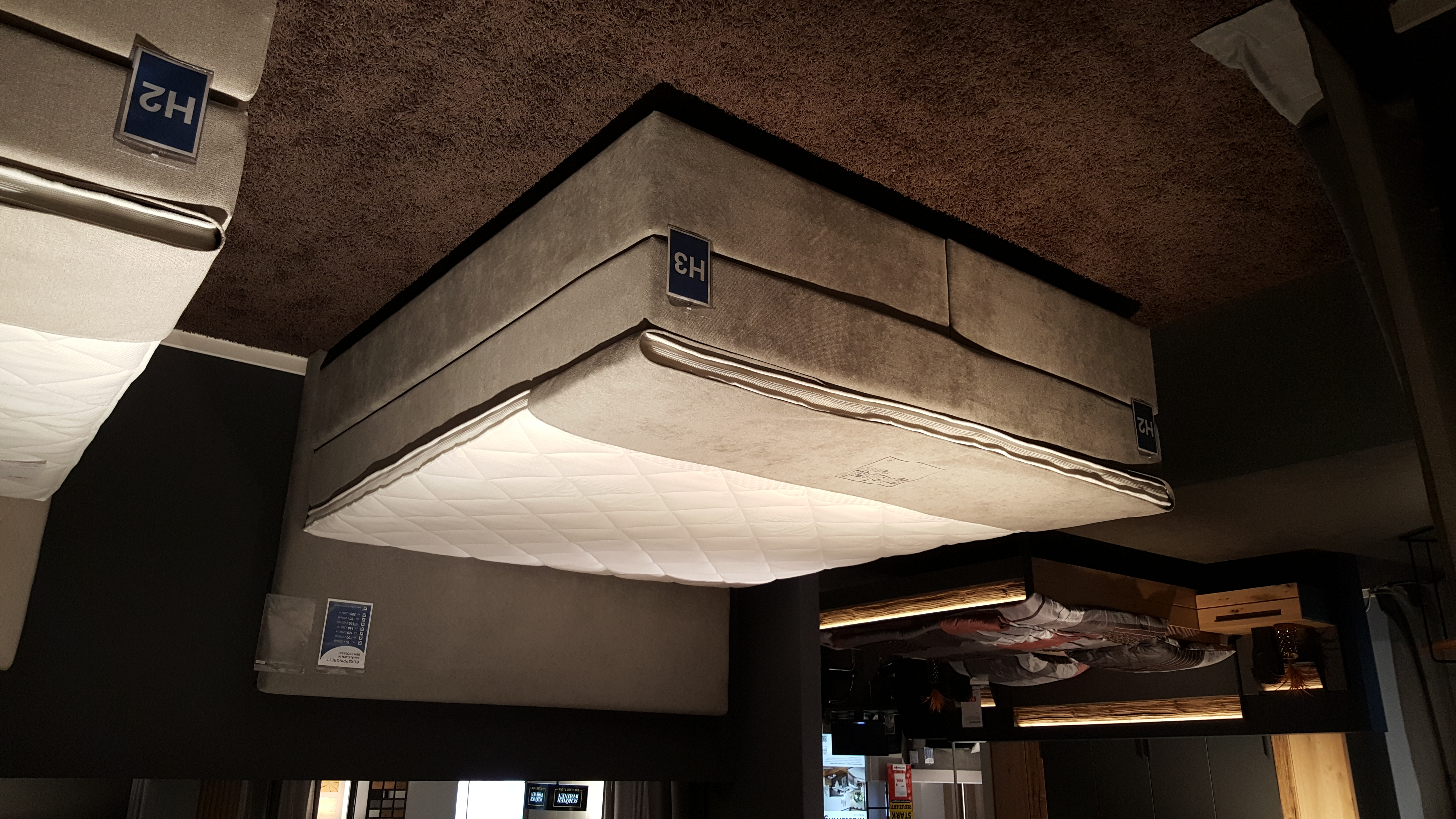 Boxspringbett, Grau, Liegefläche 180x200cm - Valencia