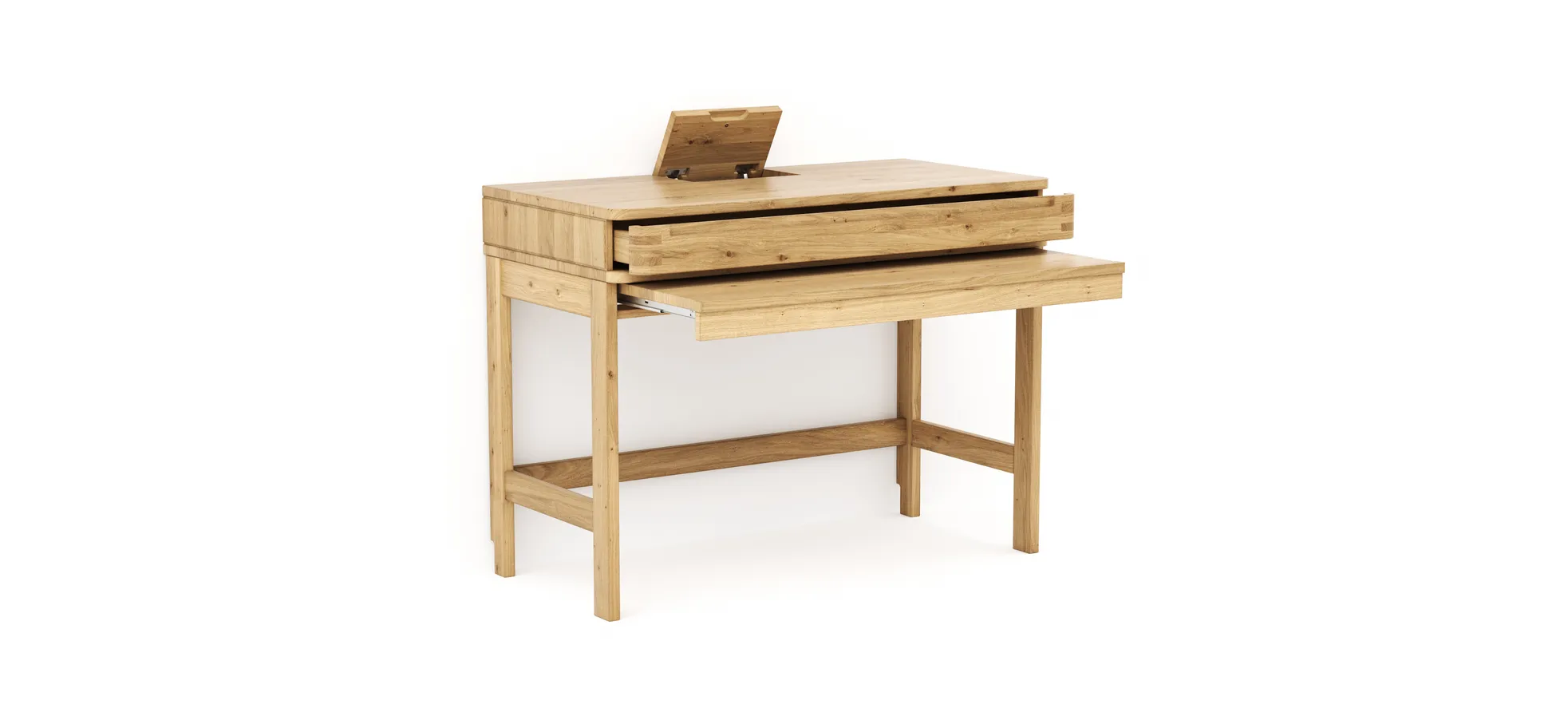 Homeoffice-Schreibtisch Cartago Soft - Wildeiche massiv, bianco geölt