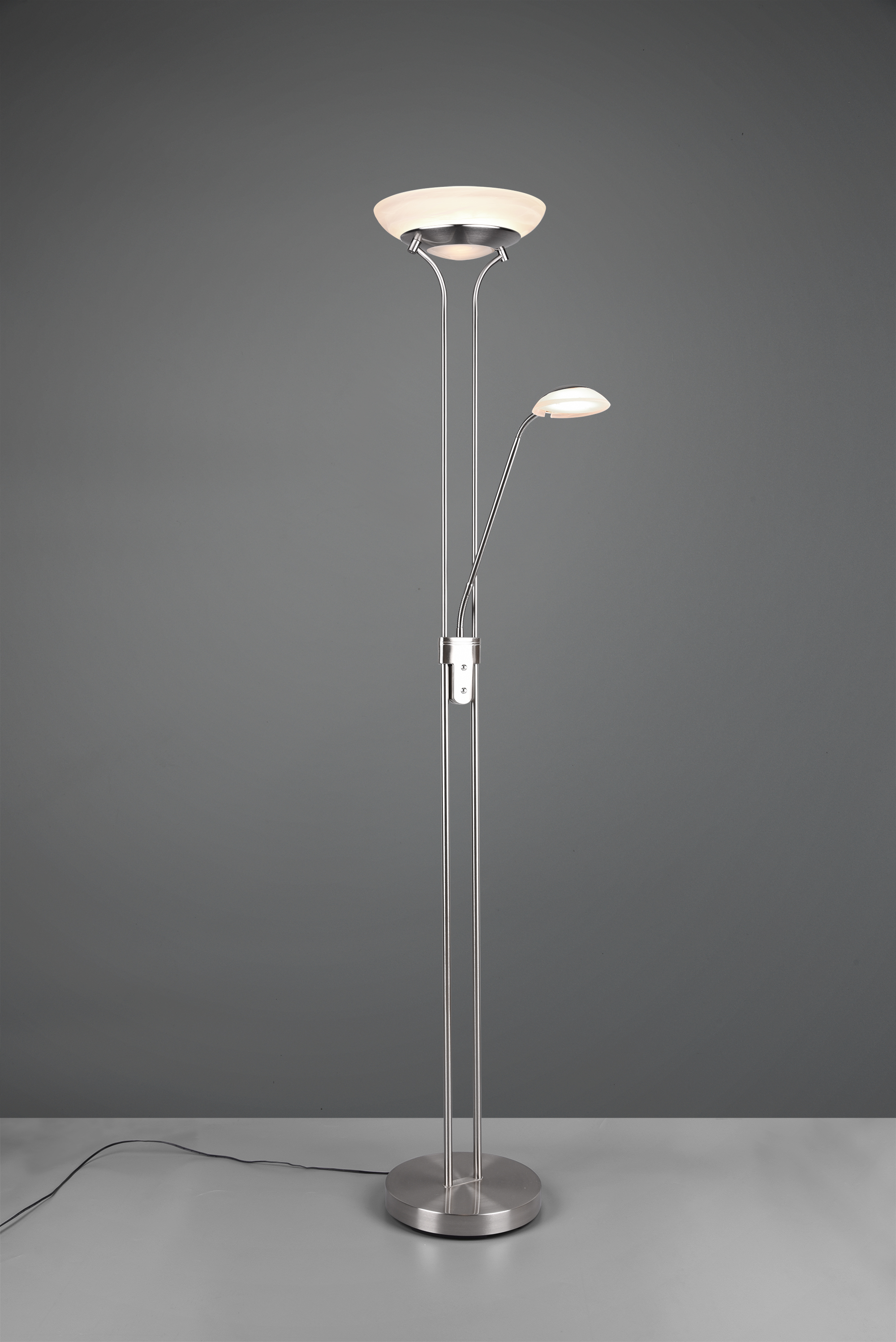 Stehleuchte Orson - 2flg., Metall/Nickel matt, ca.32,5 x 180 cm