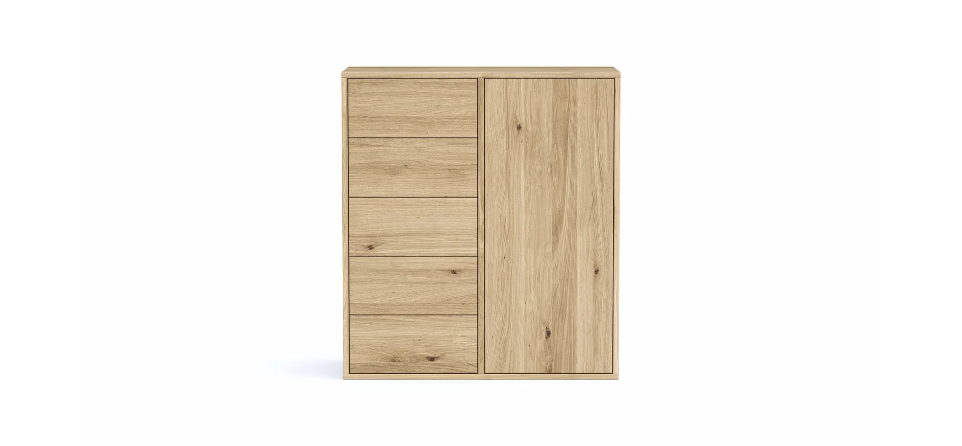 Kommode Williston - Wildeiche bianco, Front sandgestrahlt