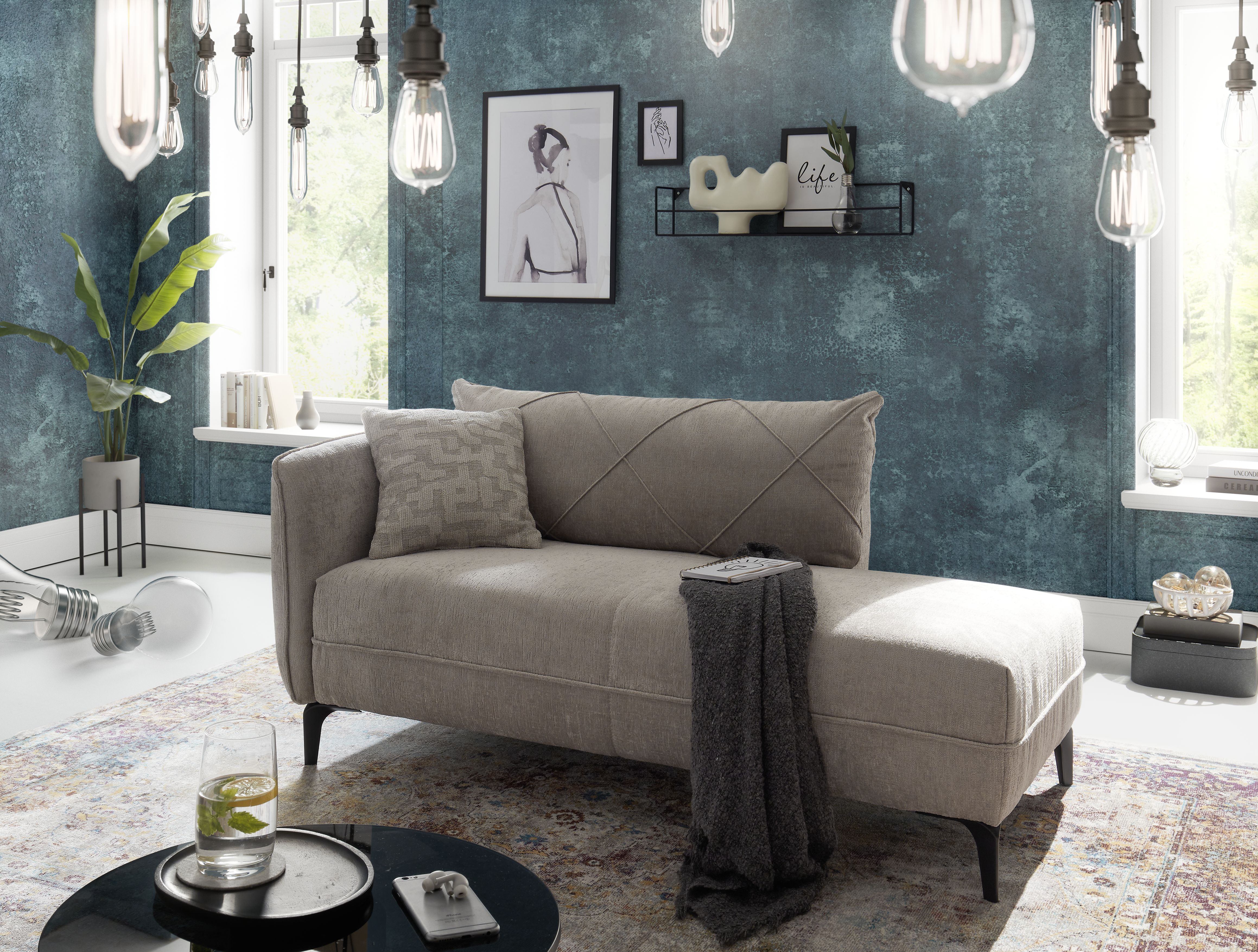 Sofa, Recamiere, Jerina  - ca. 165 cm breit