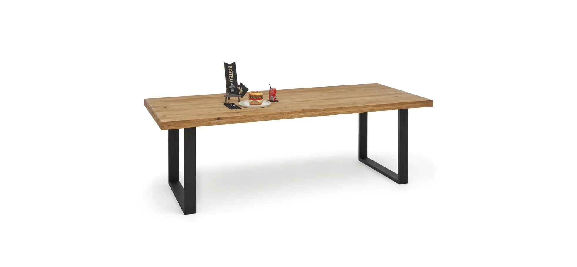 Esstisch - LB ca. 240x100 cm, Eiche massiv geölt, Schwarz