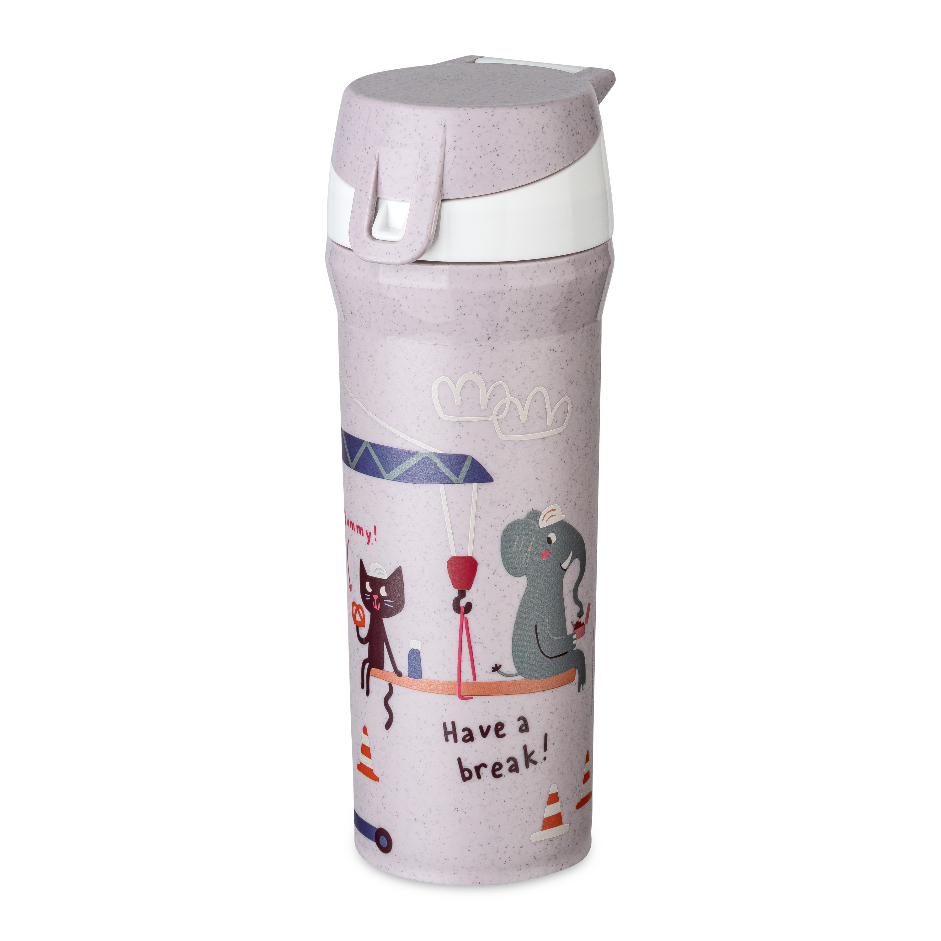 Trinkflasche 500ml, organic grey trucks - breiter Flaschenhals, 100% CO2-neutral