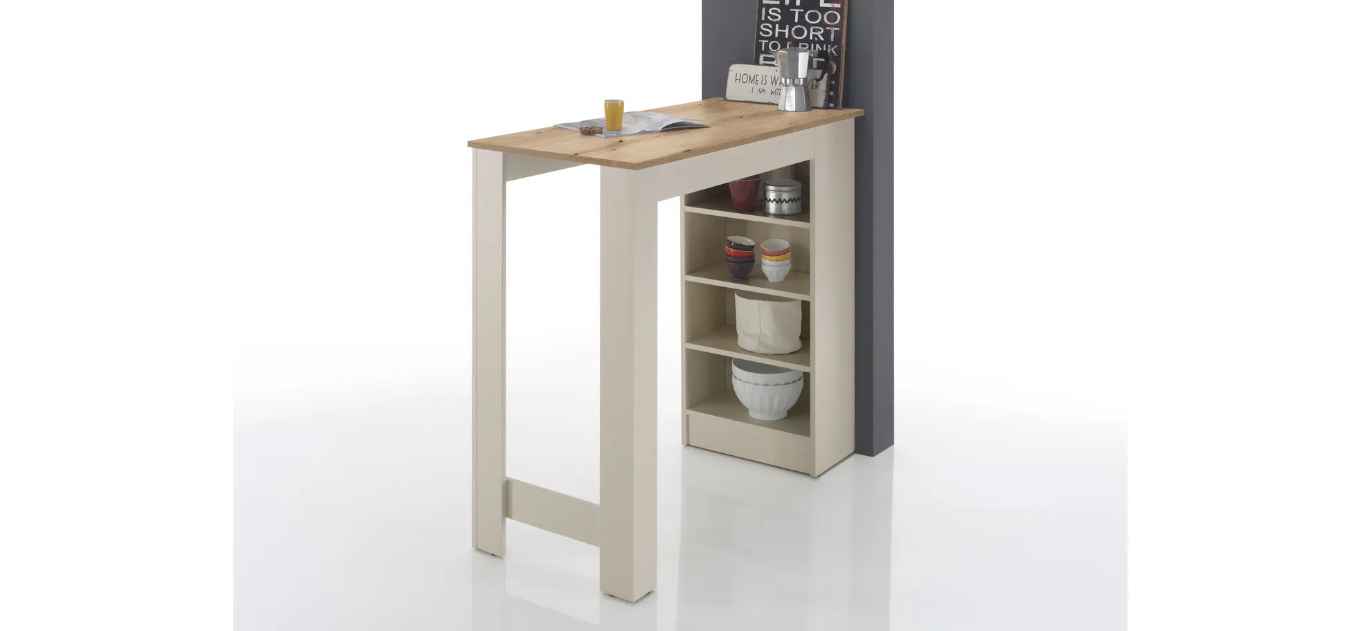 Bartisch - LB ca. 115x50 cm, Evoke Eiche Nachbildung, Kaschmir