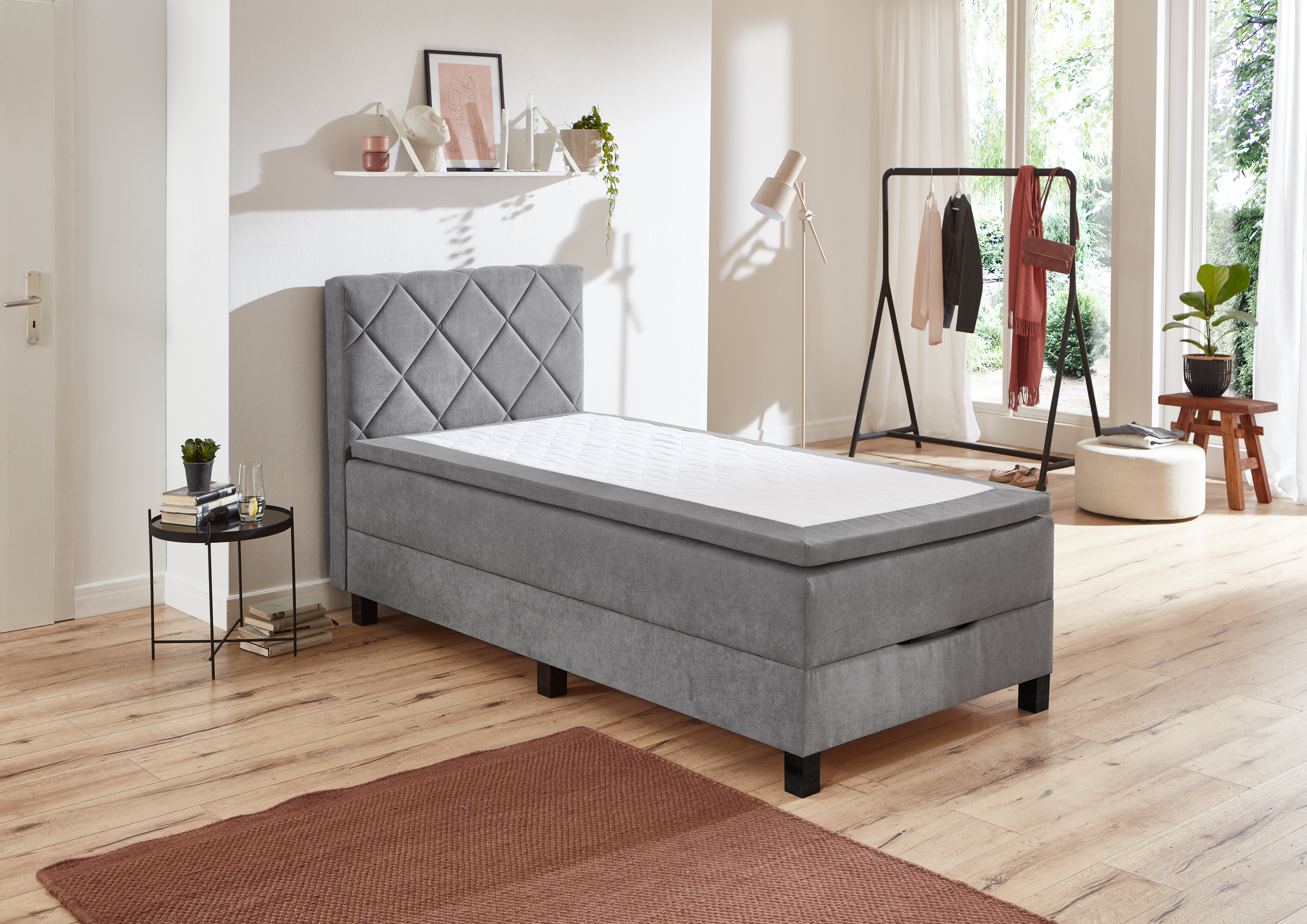 Boxspringbett, grau, mit Topper, 120x200 - MyStyle 3083