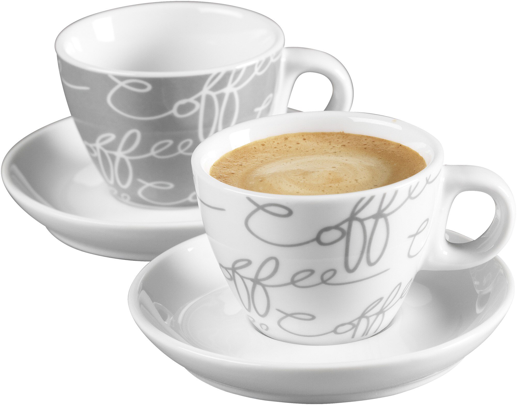 Espresso-Set Cornello Grey 4tlg. - Porzellan, spülmaschinengeeignet, konisch