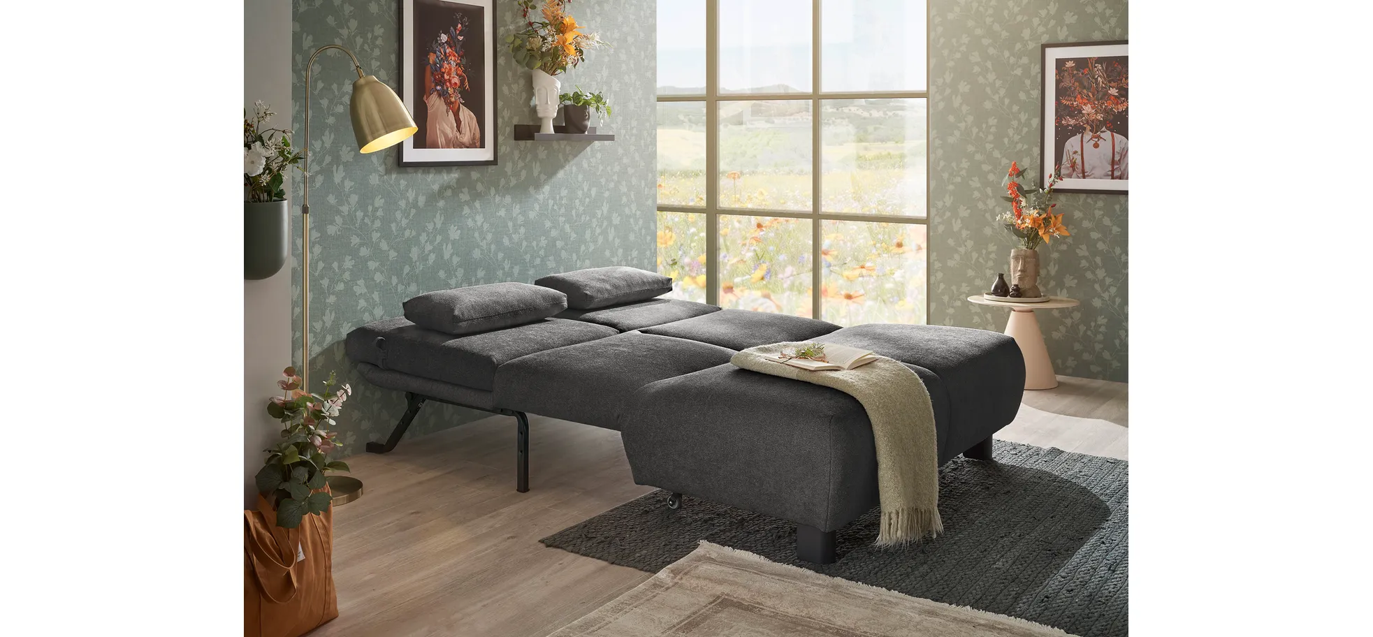 Faltsofa EBBY - 2-Sitzer ohne Armlehne, 140 cm inkl. Schlaffunktion, Stoff, Dunkelgrau Faltsofa EBBY - 2-Sitzer ohne Armlehne, 140 cm inkl. Schlaffunktion, Stoff, Dunkelgrau