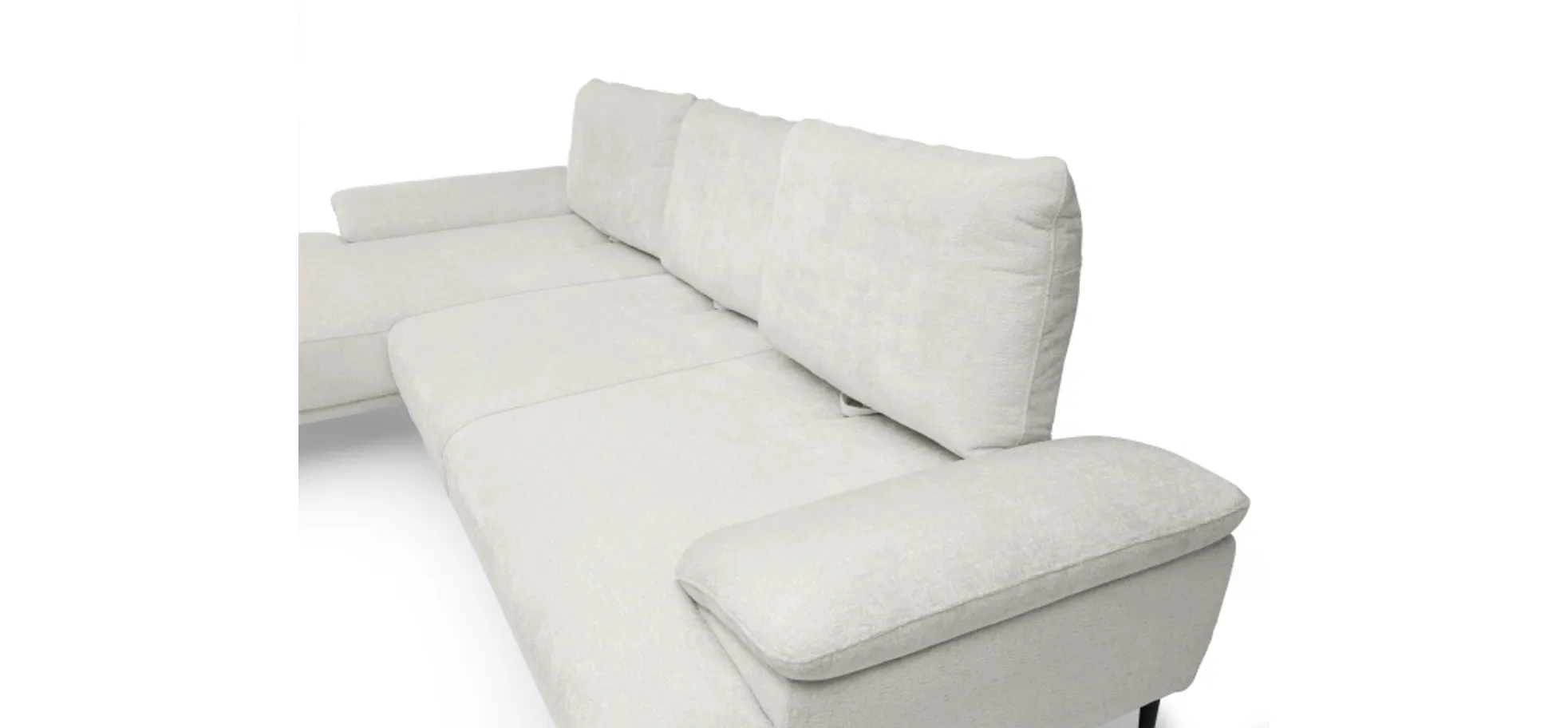 Ecksofa ENRIK - Ecke links, 2,5-Sitzer inkl. Sitztiefenverstellungen, Stoff, Hellgrau